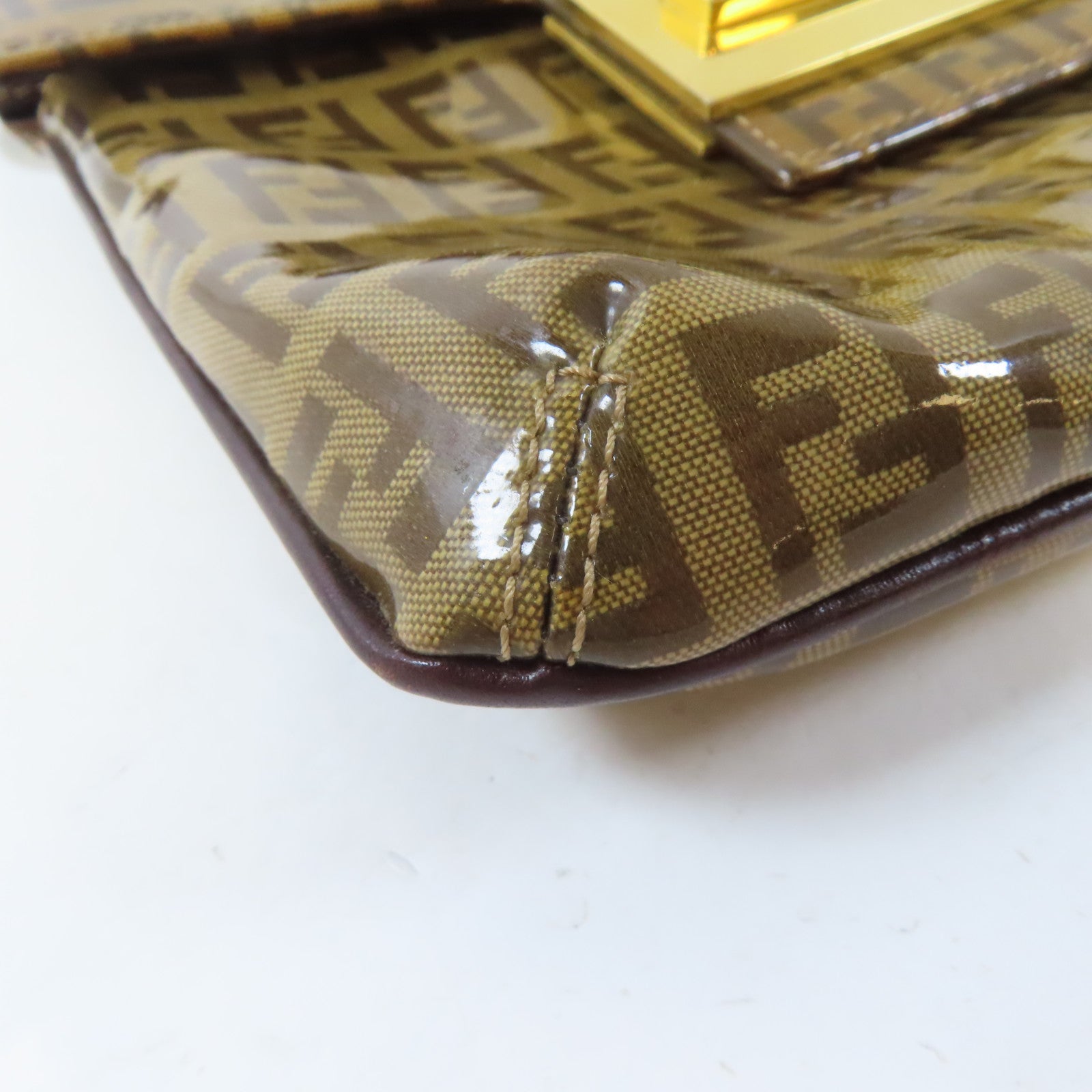 FENDI PVC Shoulder Bag金扣肩背袋啡色