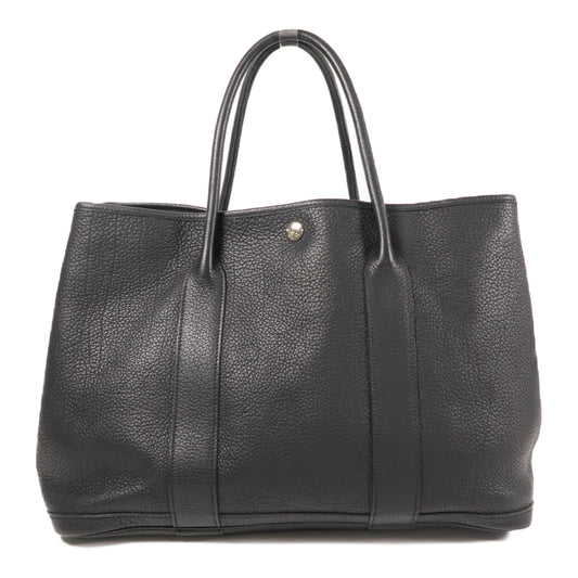 HERMES PHW GardenParty PM Hand Bag/Tote Bag Negonda Leather Black