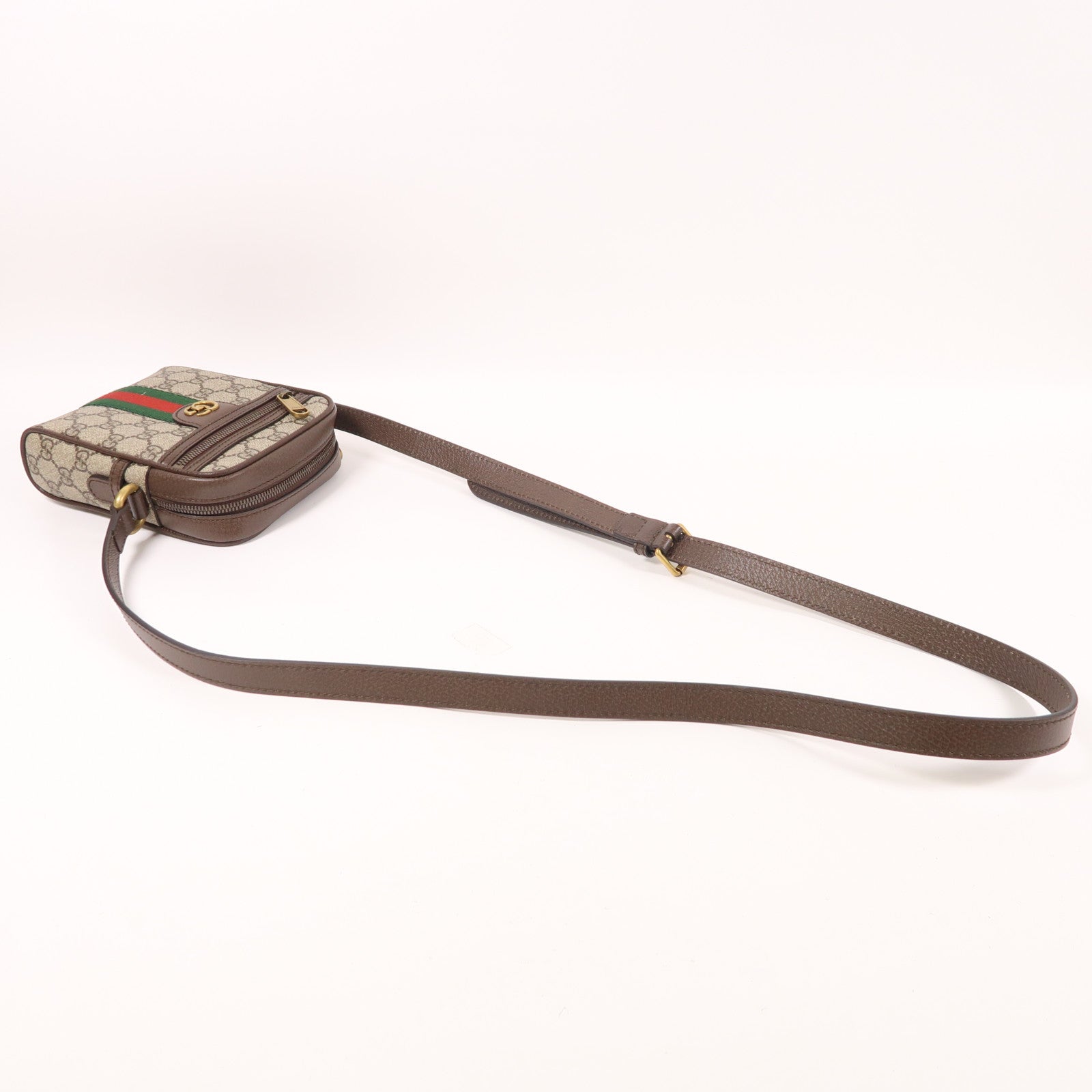 GUCCI 塗層帆布Ophidia GG金扣肩背袋