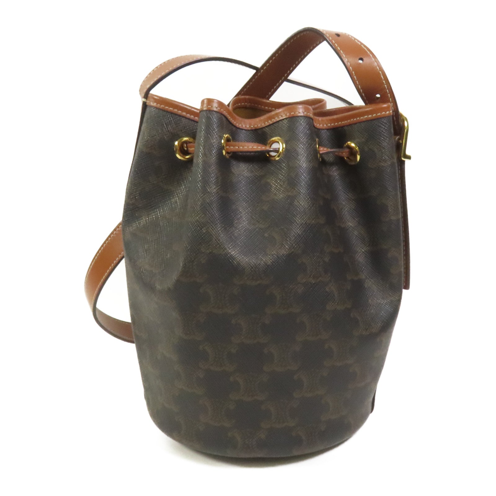 CELINE 塗層帆布Triomphe Drawstring Small bucket肩背袋