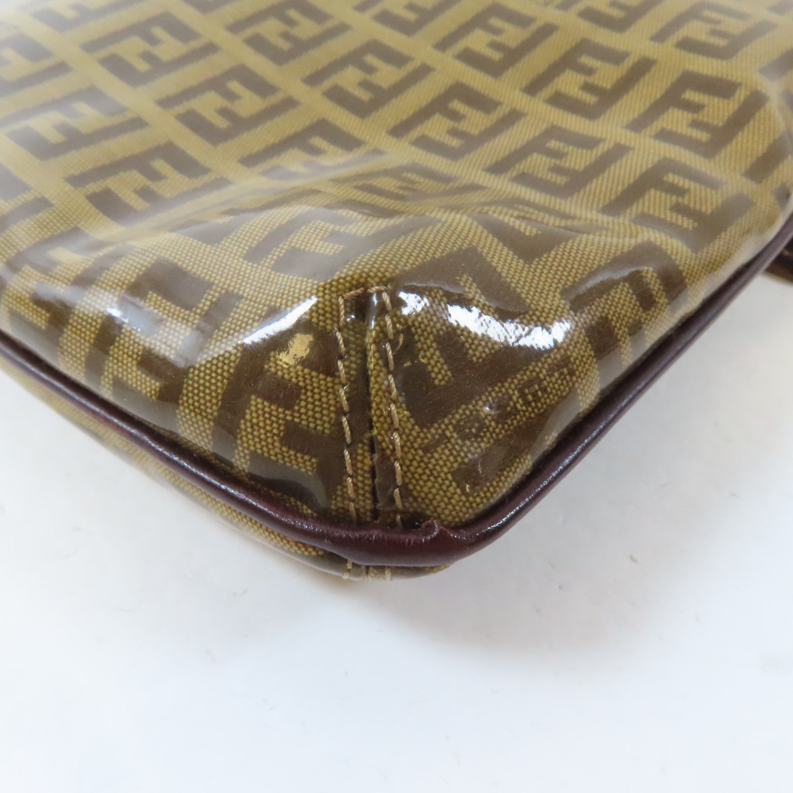 FENDI PVC Shoulder Bag金扣肩背袋啡色