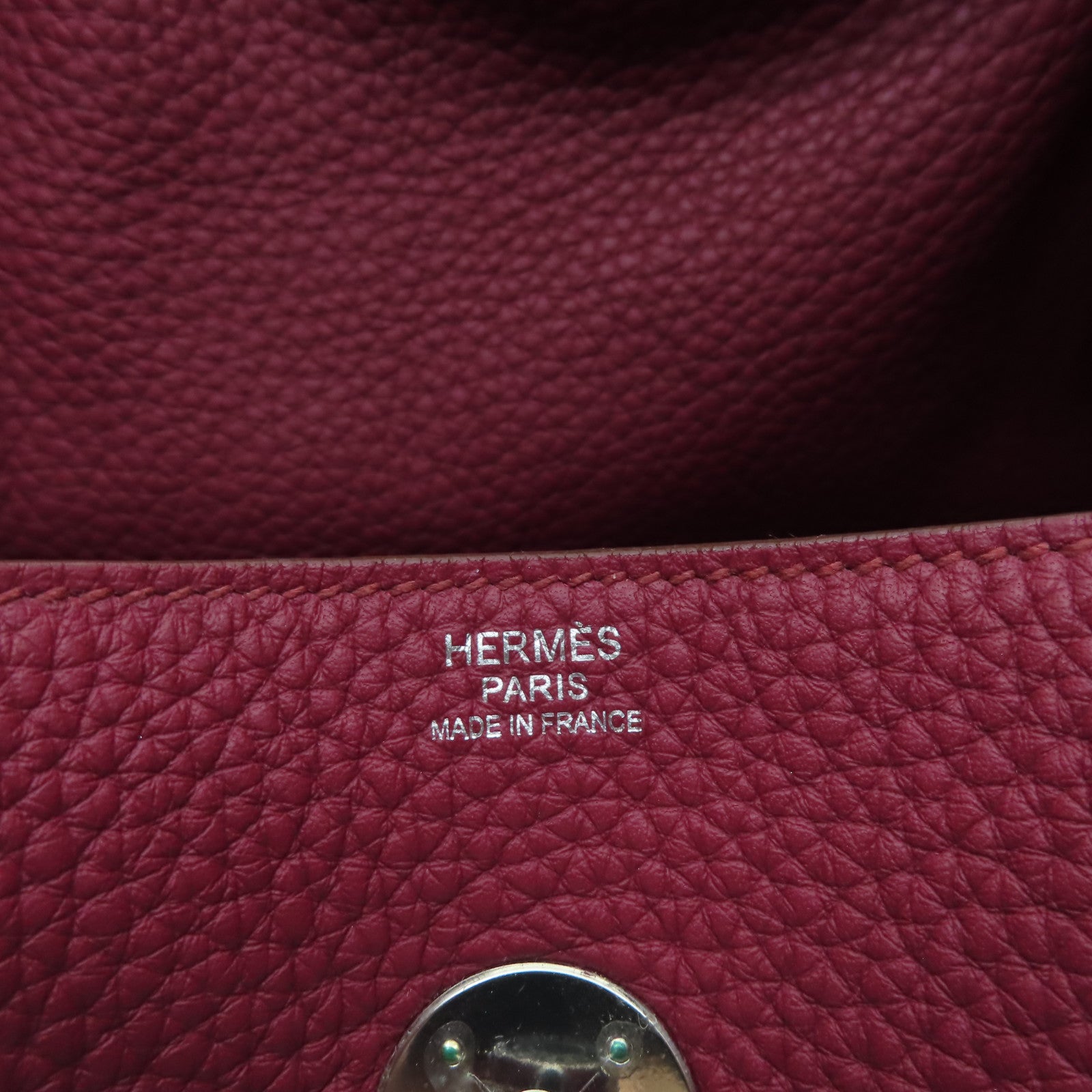 HERMES 【激減優惠】Clemence皮革Lindy 34手挽肩背兩用袋Rubis寶石紅色