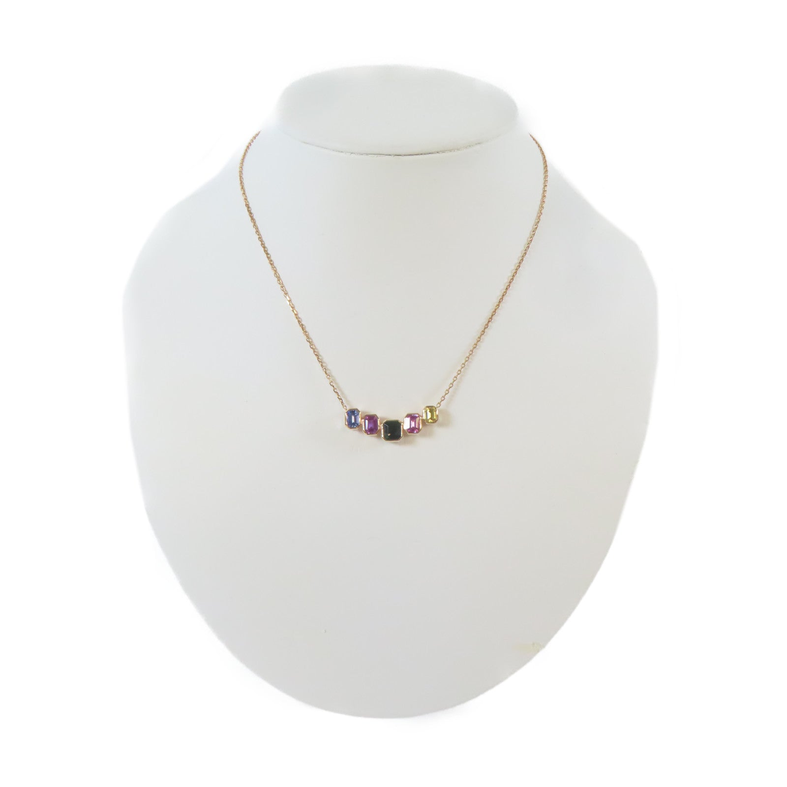 JEWELRY 18K玫瑰金Sapphire Tsavorite Necklace 3.03ct藍寶石/1.49ct沙弗萊石項鍊#38cm