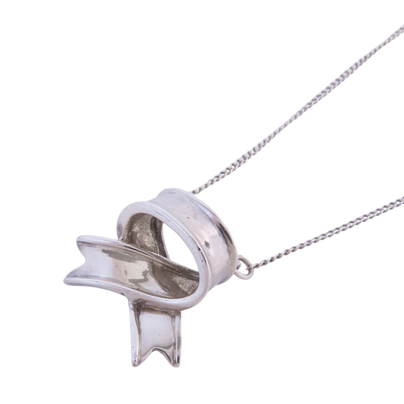 TIFFANY＆CO 925純銀Bow Ribbon Necklace銀扣項鏈