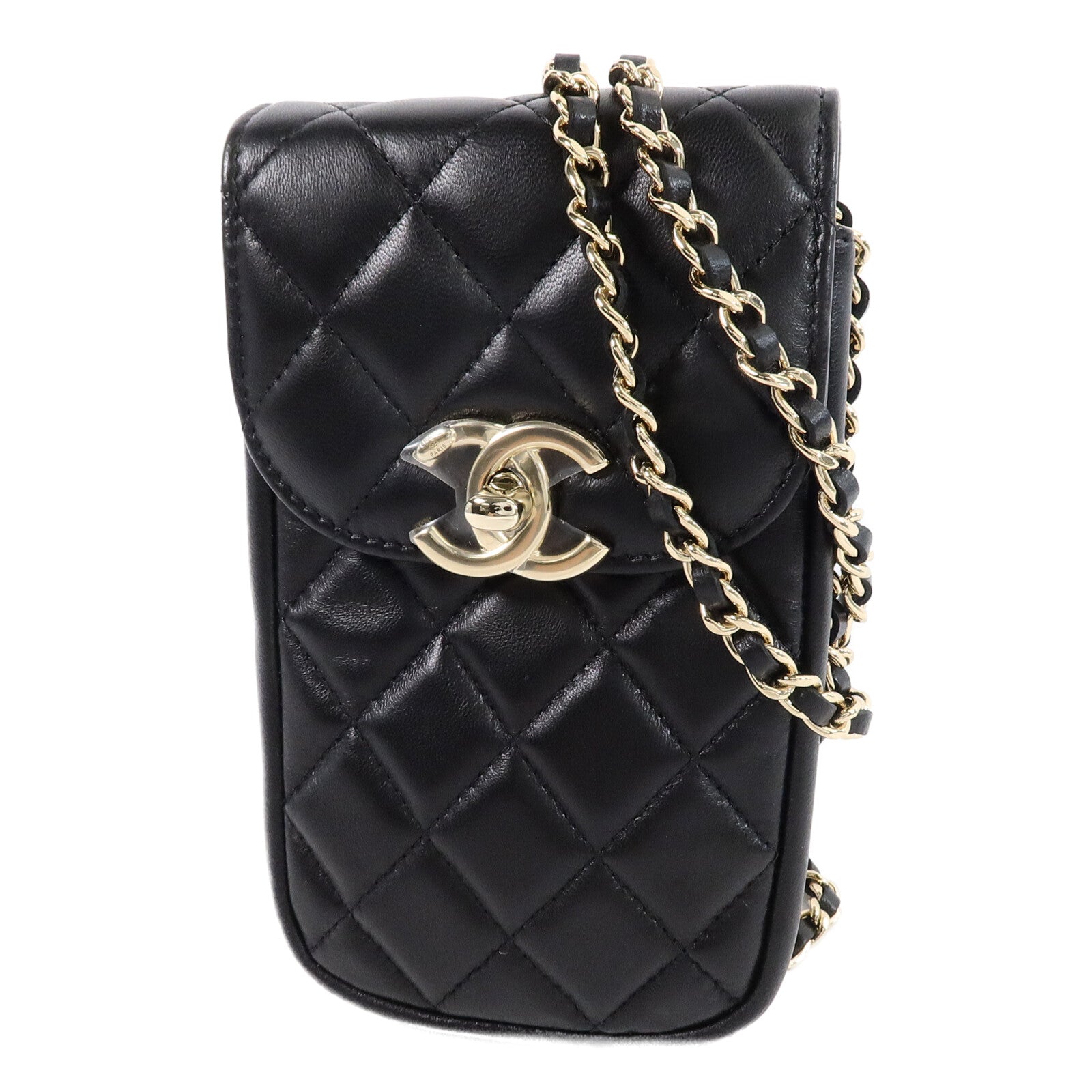 CHANEL 羊皮皮革Phone Bag鏈帶肩背袋