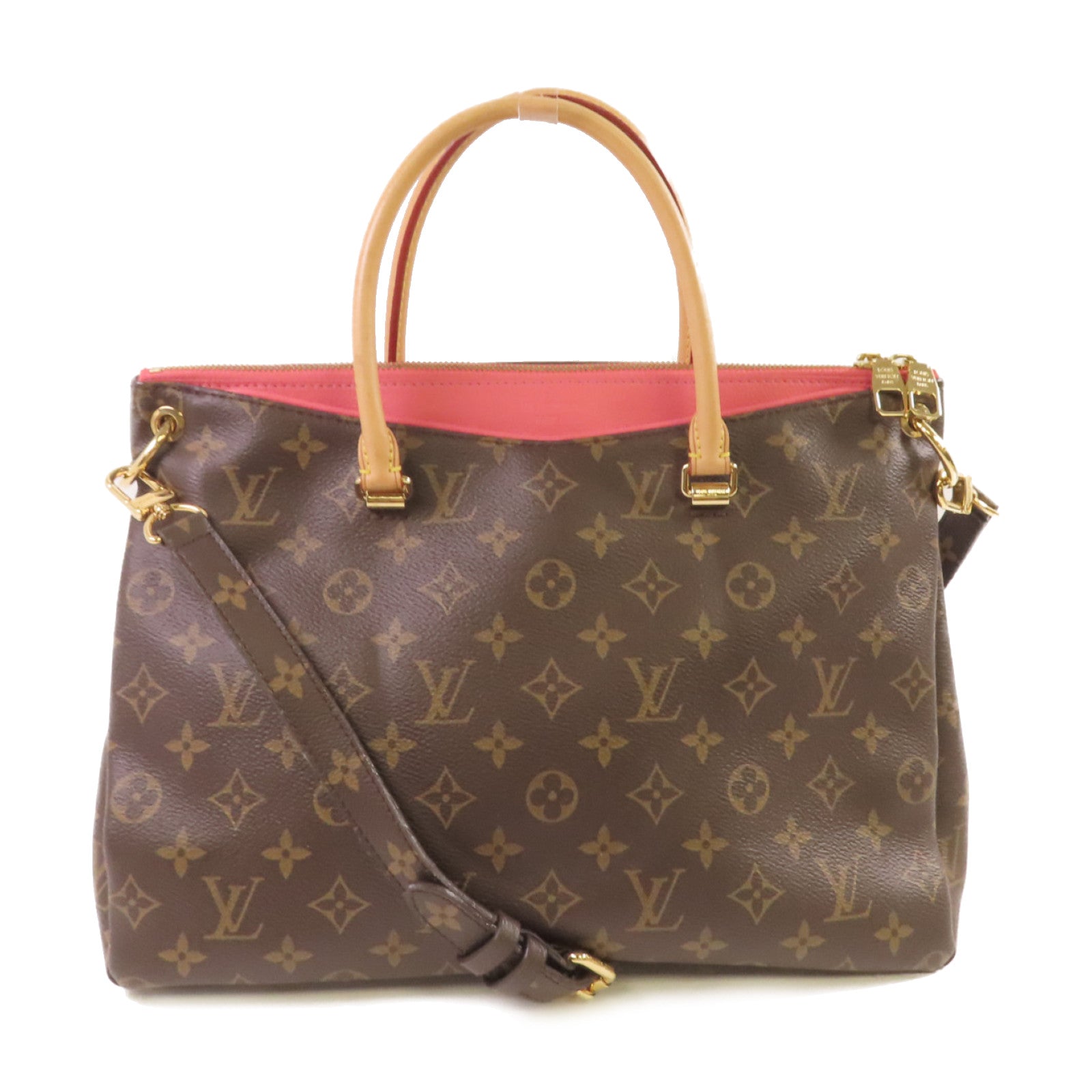 LOUIS VUITTON Monogram Pallas 2Way Shoulder Bag金扣手挽肩背兩用袋啡色/粉紅色