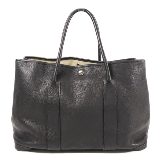 HERMES PHW GardenParty PM Hand Bag/Tote Bag Negonda Leather Black