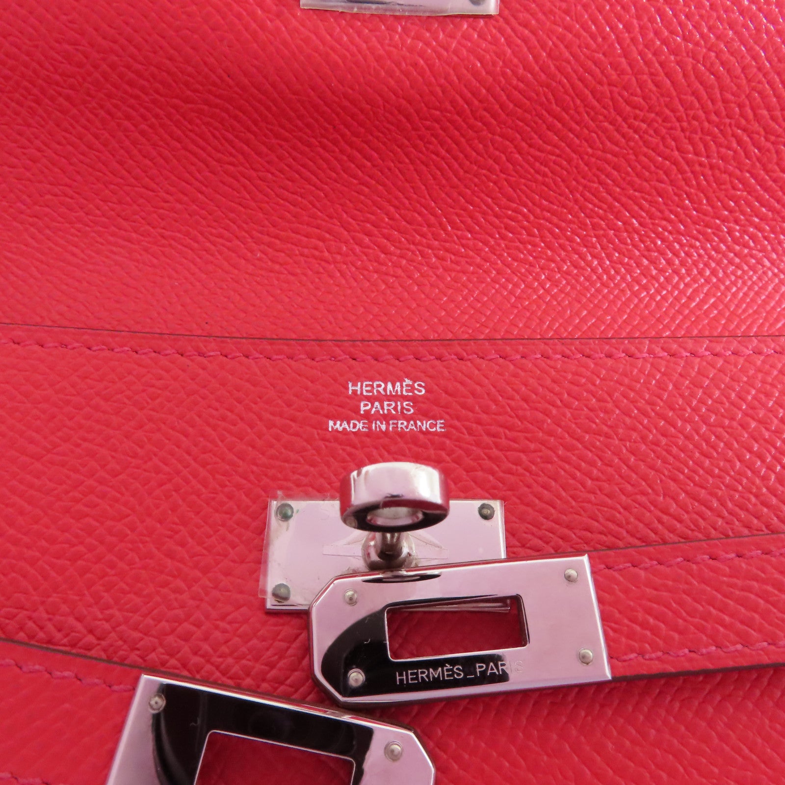 HERMES 【激減優惠】Epsom皮革Kelly Wallet銀扣長錢包紅色