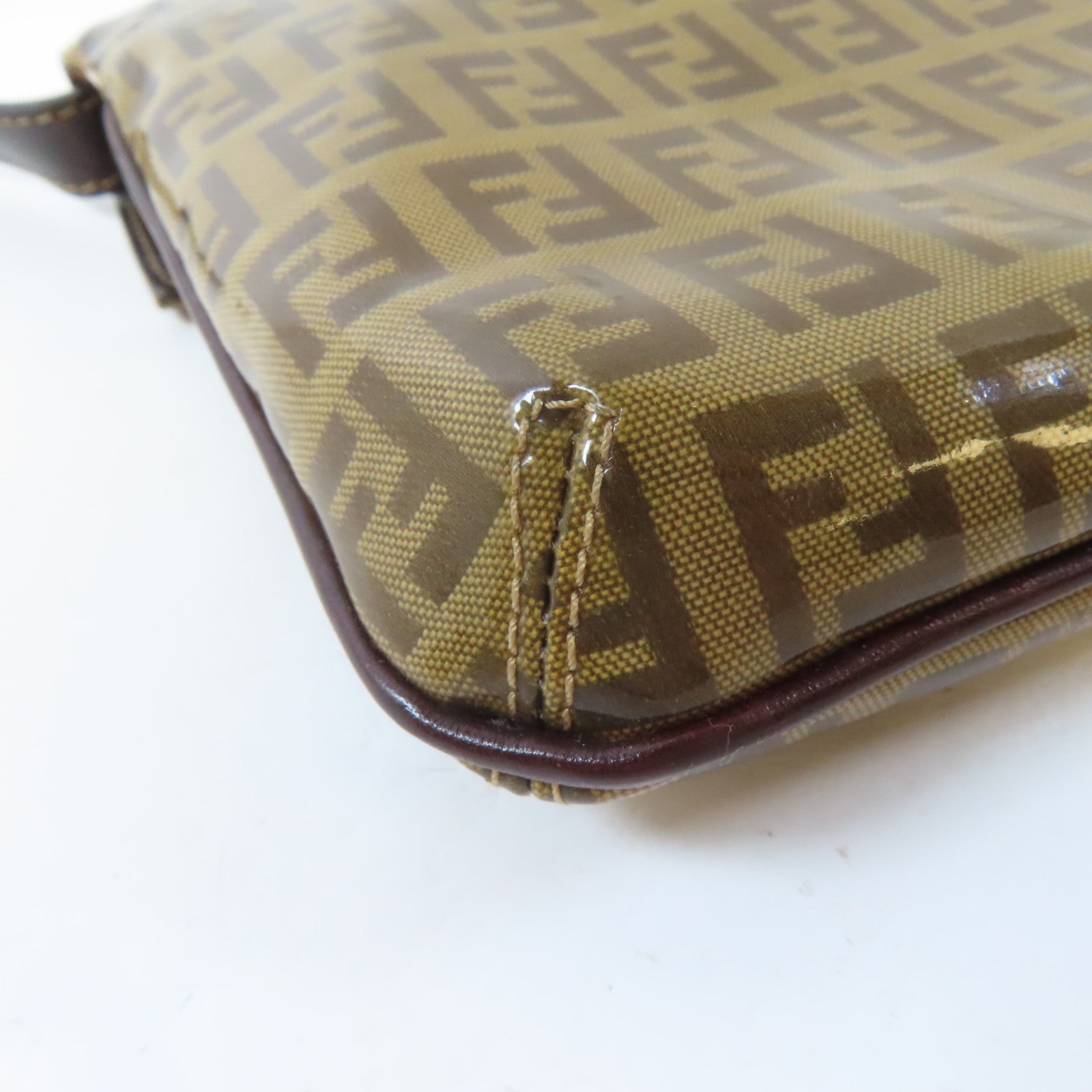 FENDI PVC Shoulder Bag金扣肩背袋啡色