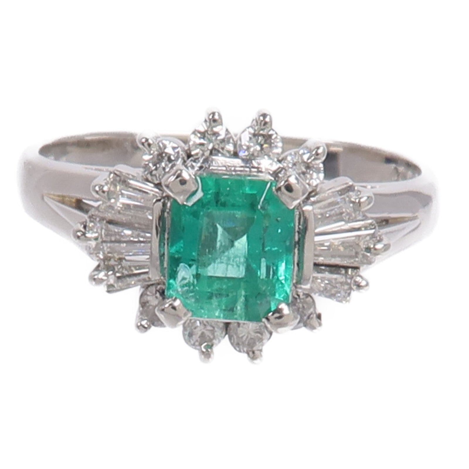 JEWELRY PT900鉑金Emerald Diamond Ring綠寶石/鑽石戒指