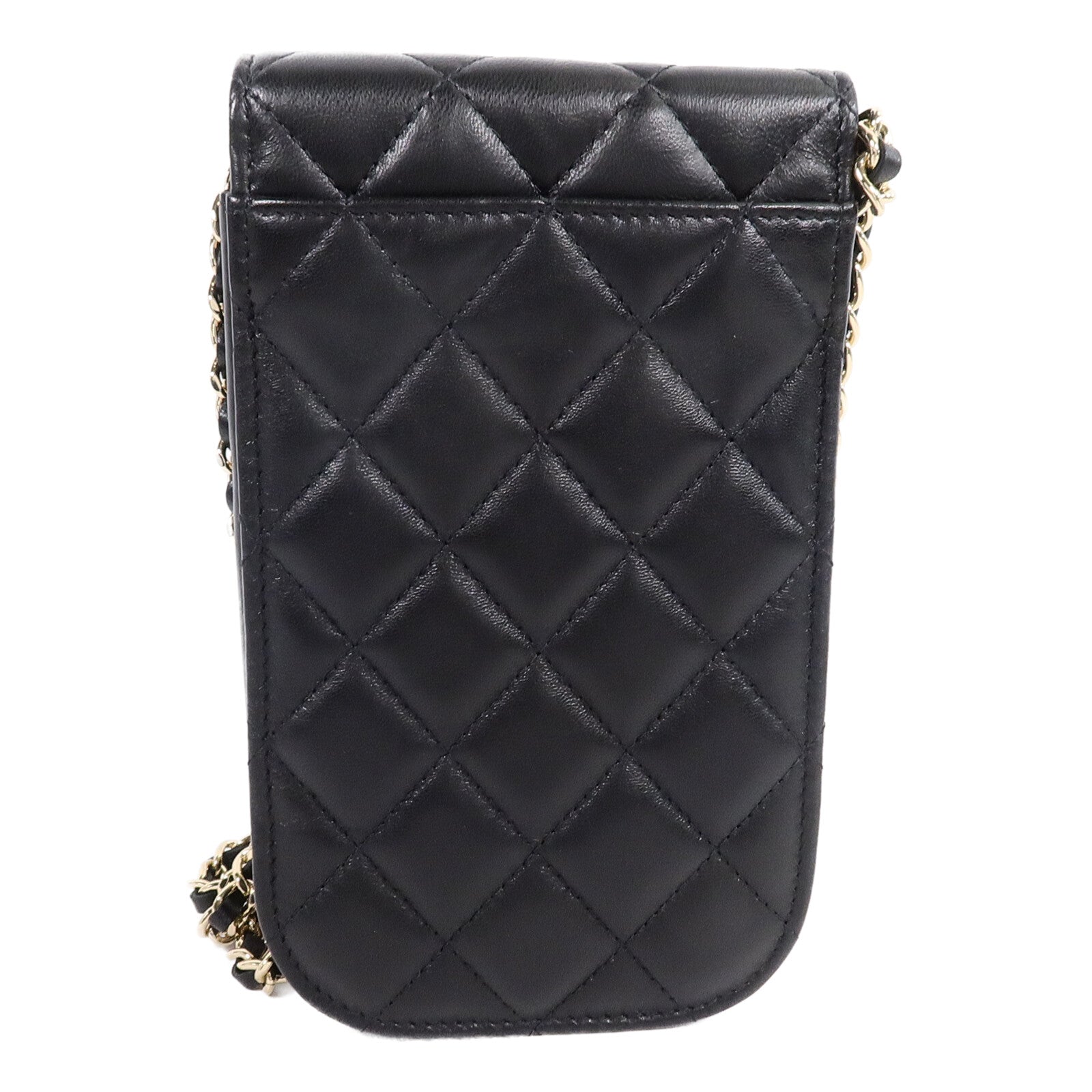 CHANEL 羊皮皮革Phone Bag鏈帶肩背袋