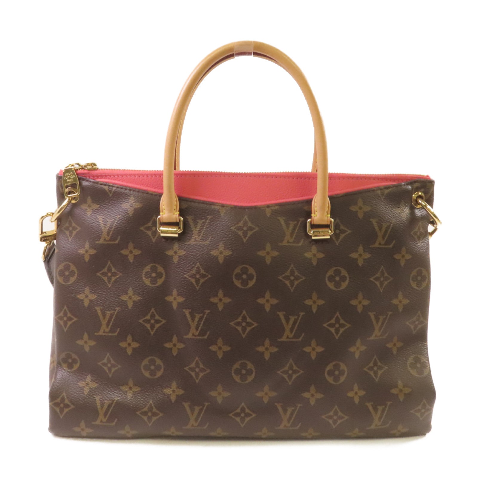 LOUIS VUITTON Monogram Pallas 2Way Shoulder Bag金扣手挽肩背兩用袋啡色/粉紅色