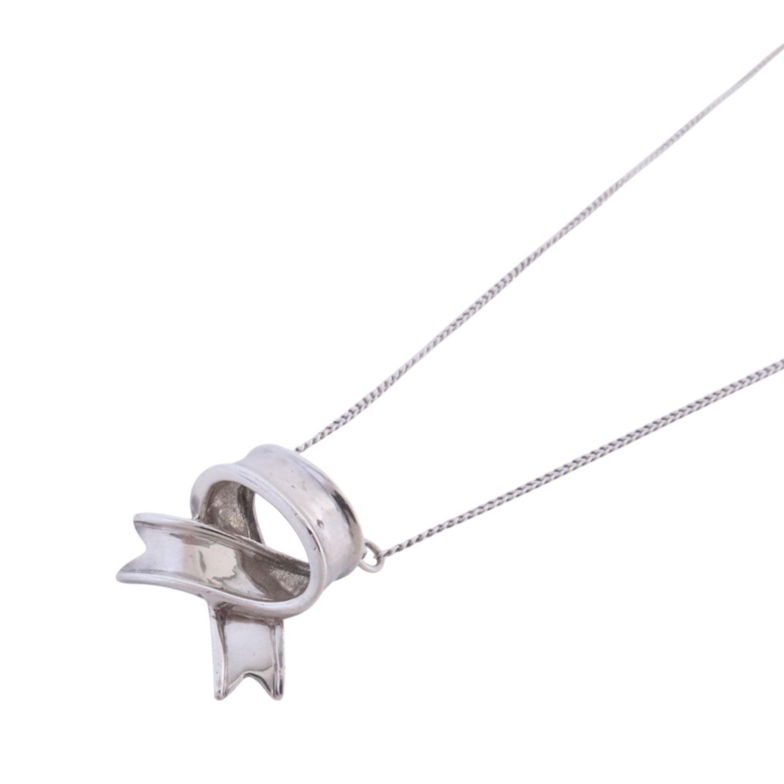 TIFFANY＆CO 925純銀Bow Ribbon Necklace銀扣項鏈