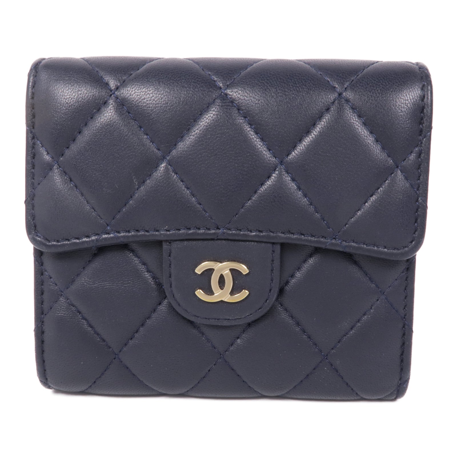CHANEL 羊皮皮革Wallet金扣錢包