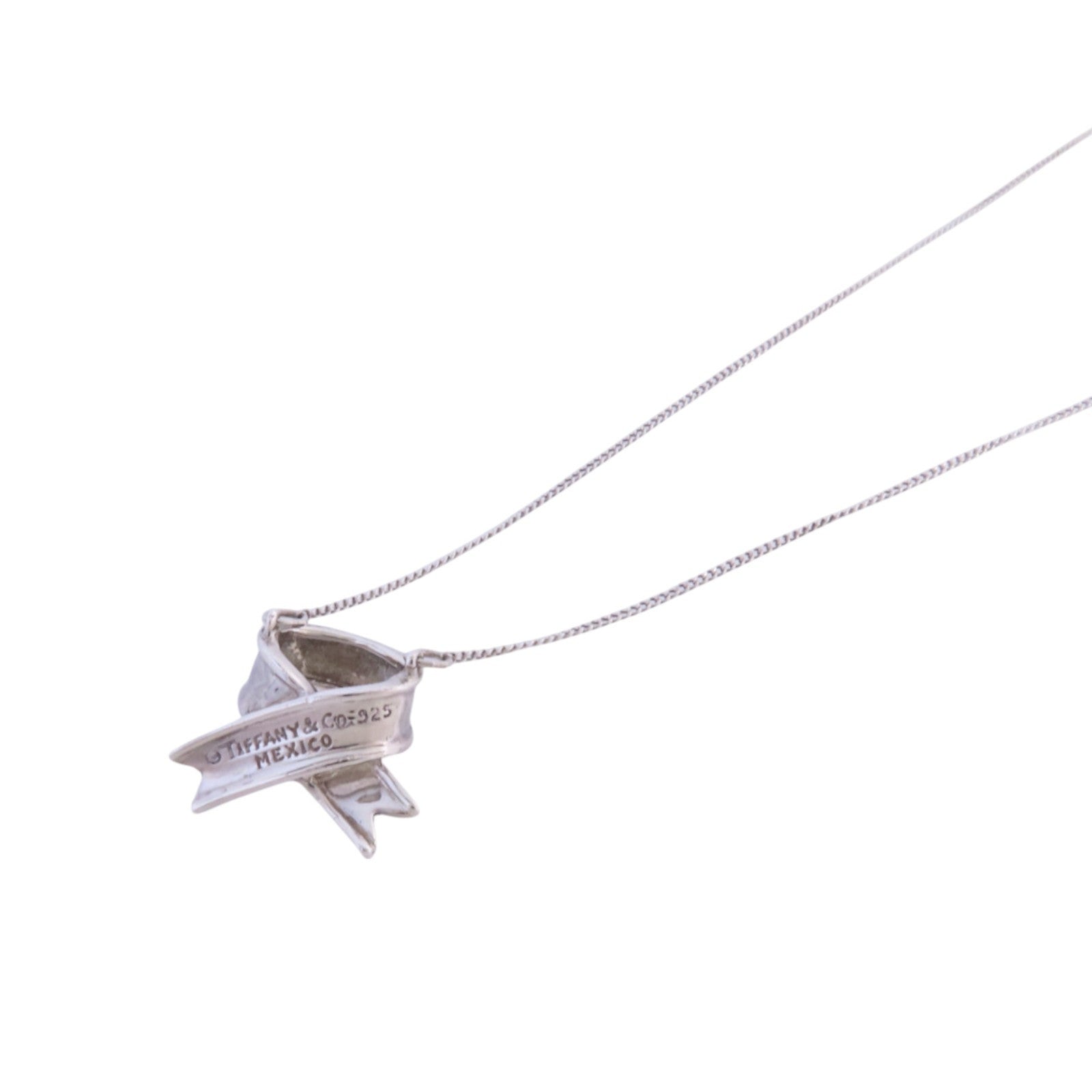 TIFFANY＆CO 925純銀Bow Ribbon Necklace銀扣項鏈