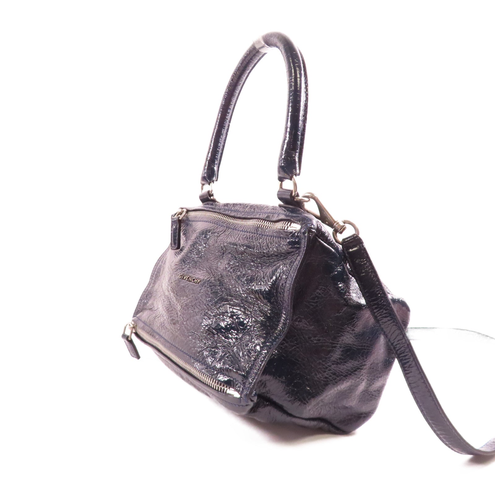 GIVENCHY 漆皮皮革2 Way Shoulder銀扣手挽肩背兩用袋