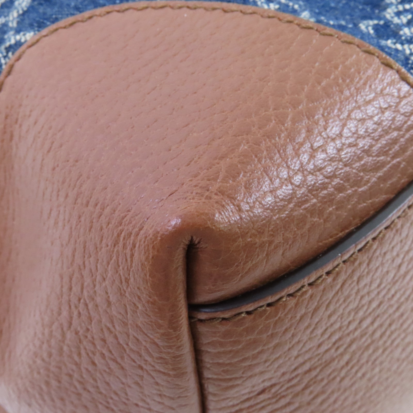 GUCCI 牛仔布GG Tote Bag金扣肩背袋藍色/啡色