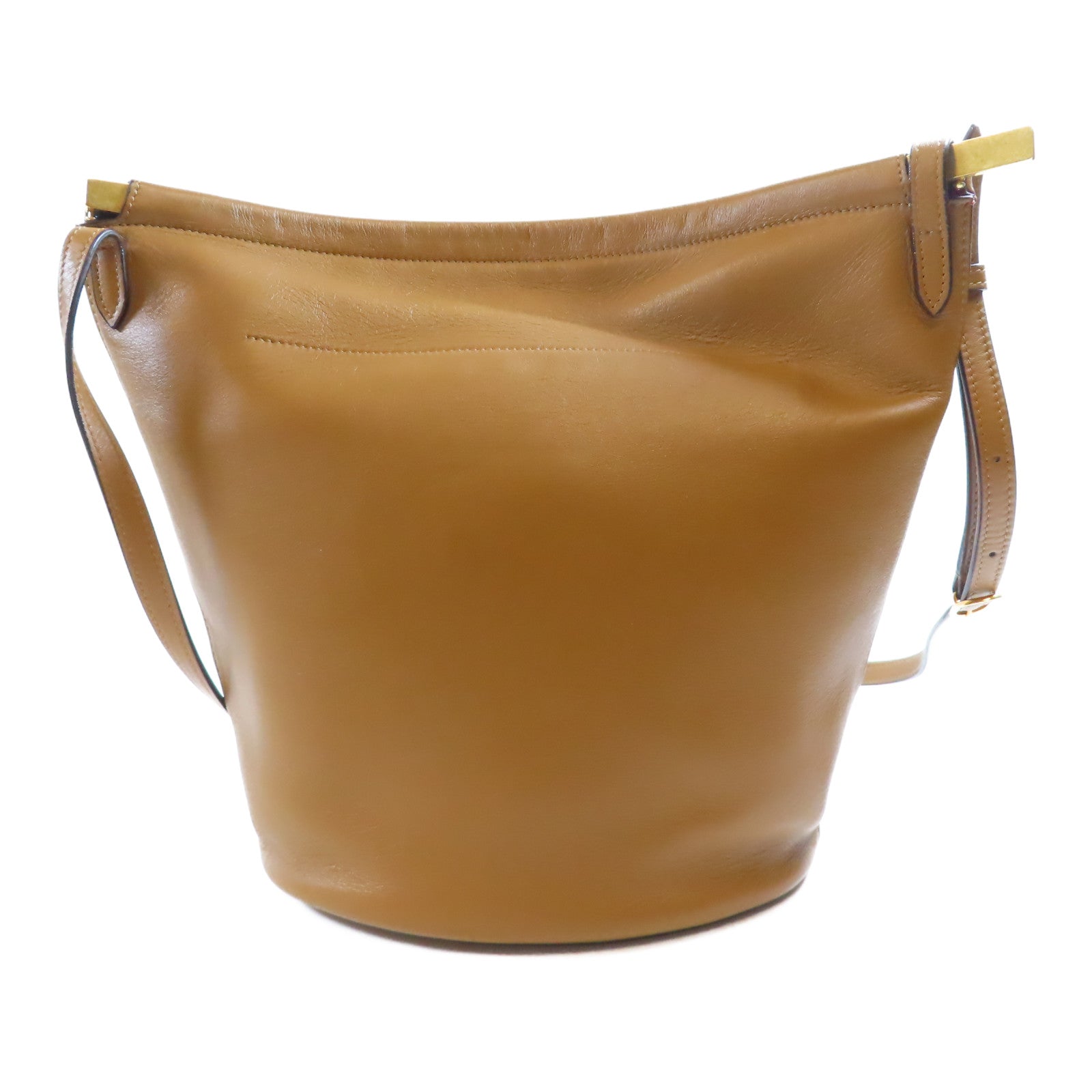 CELINE 牛皮皮革Tote Bag金扣肩背袋棕色