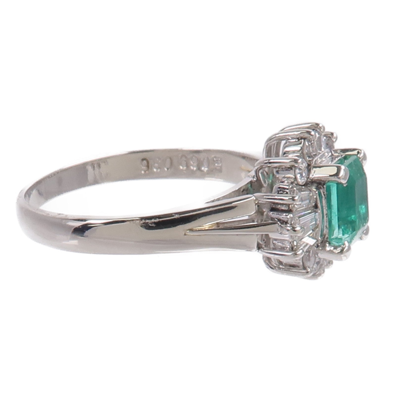 JEWELRY PT900鉑金Emerald Diamond Ring綠寶石/鑽石戒指