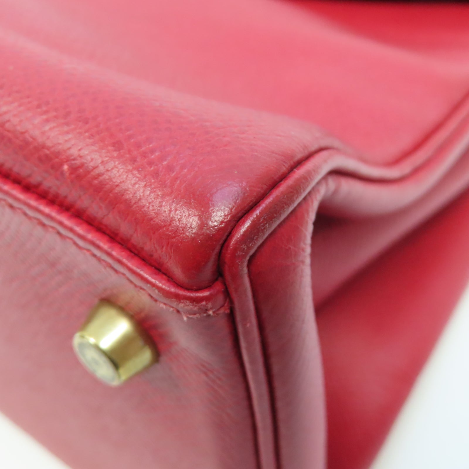 HERMES Epsom皮革Kelly 28金扣手挽肩背兩用袋紅色