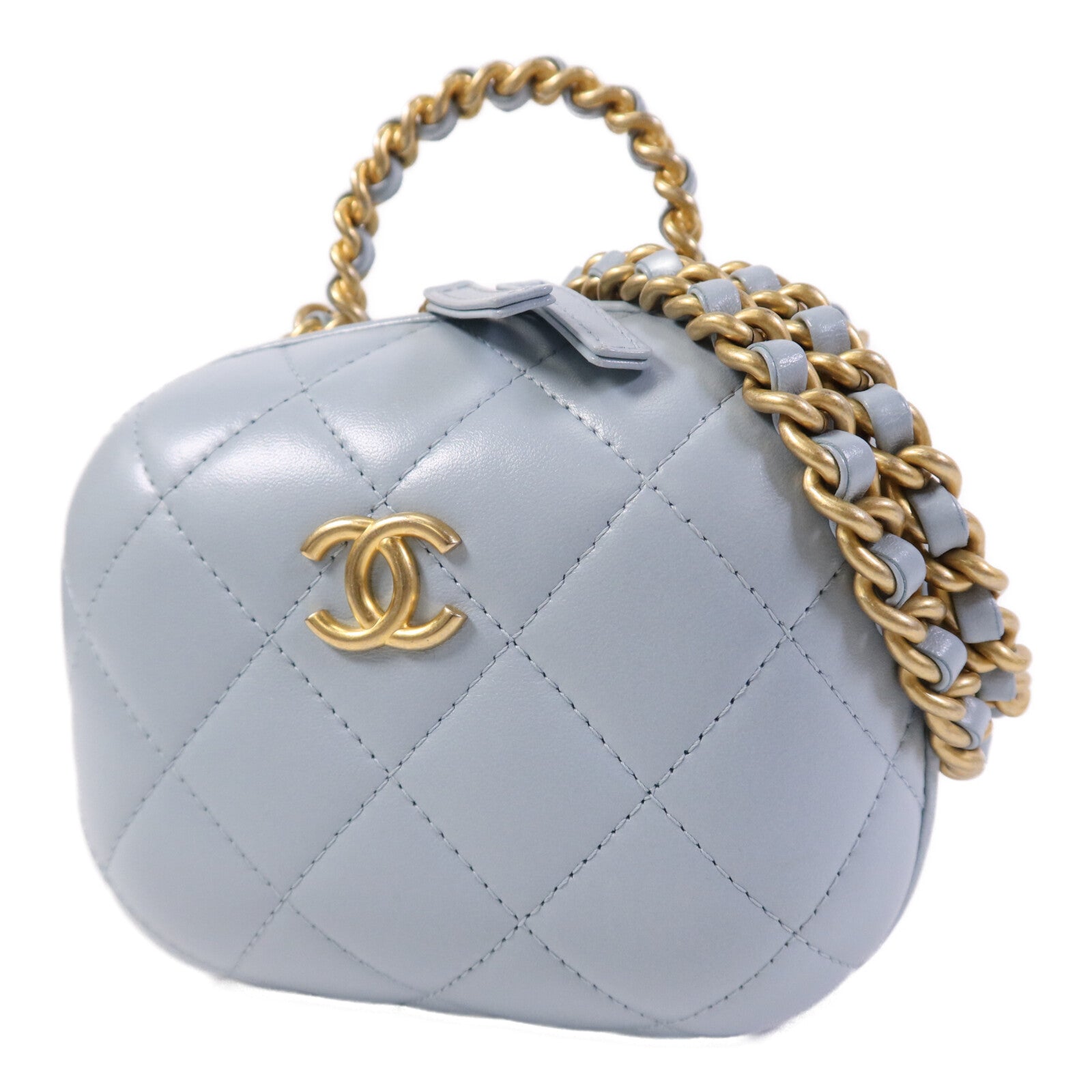 CHANEL 羊皮皮革CC Bubble Vanity金扣鏈帶肩背袋