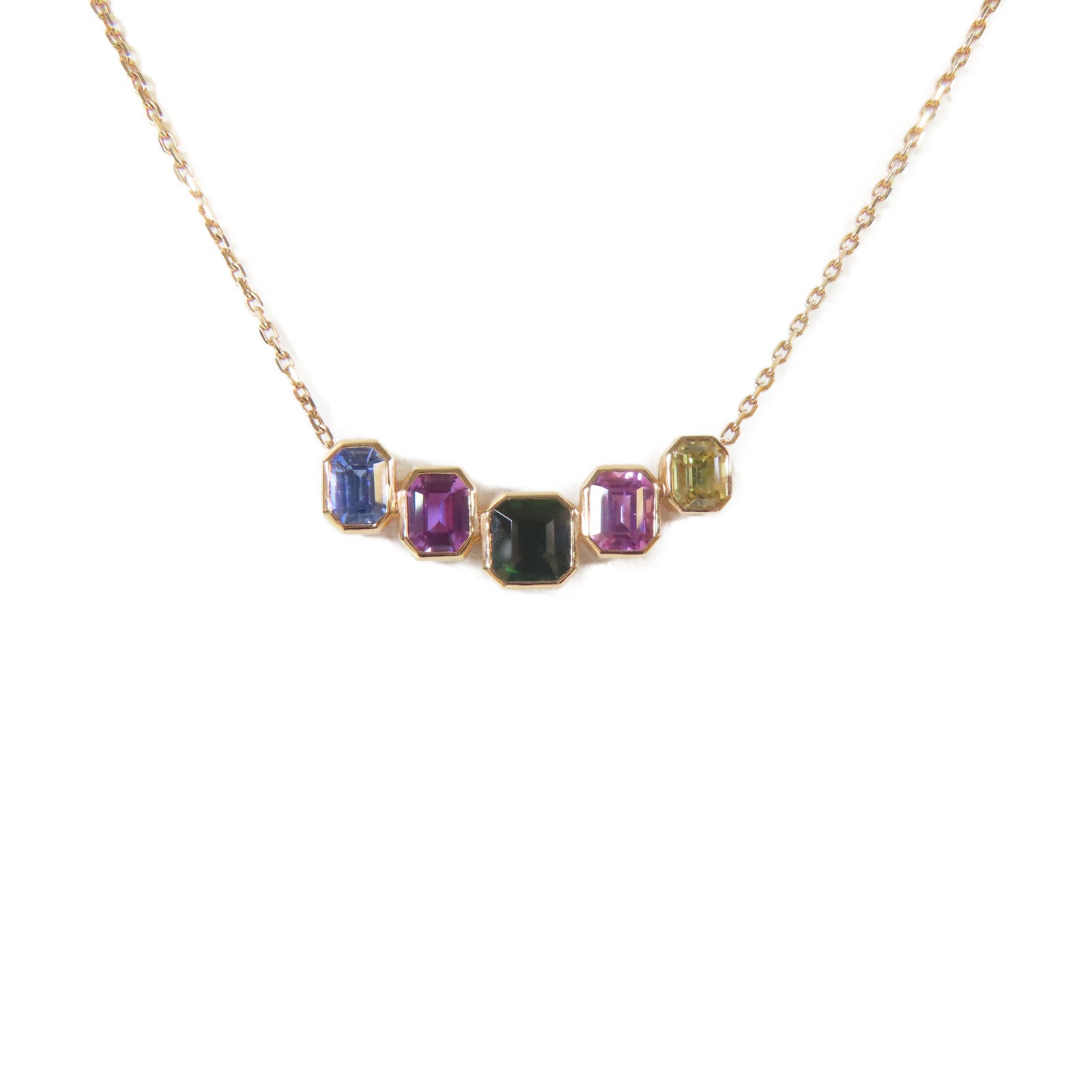 JEWELRY 18K玫瑰金Sapphire Tsavorite Necklace 3.03ct藍寶石/1.49ct沙弗萊石項鍊#38cm