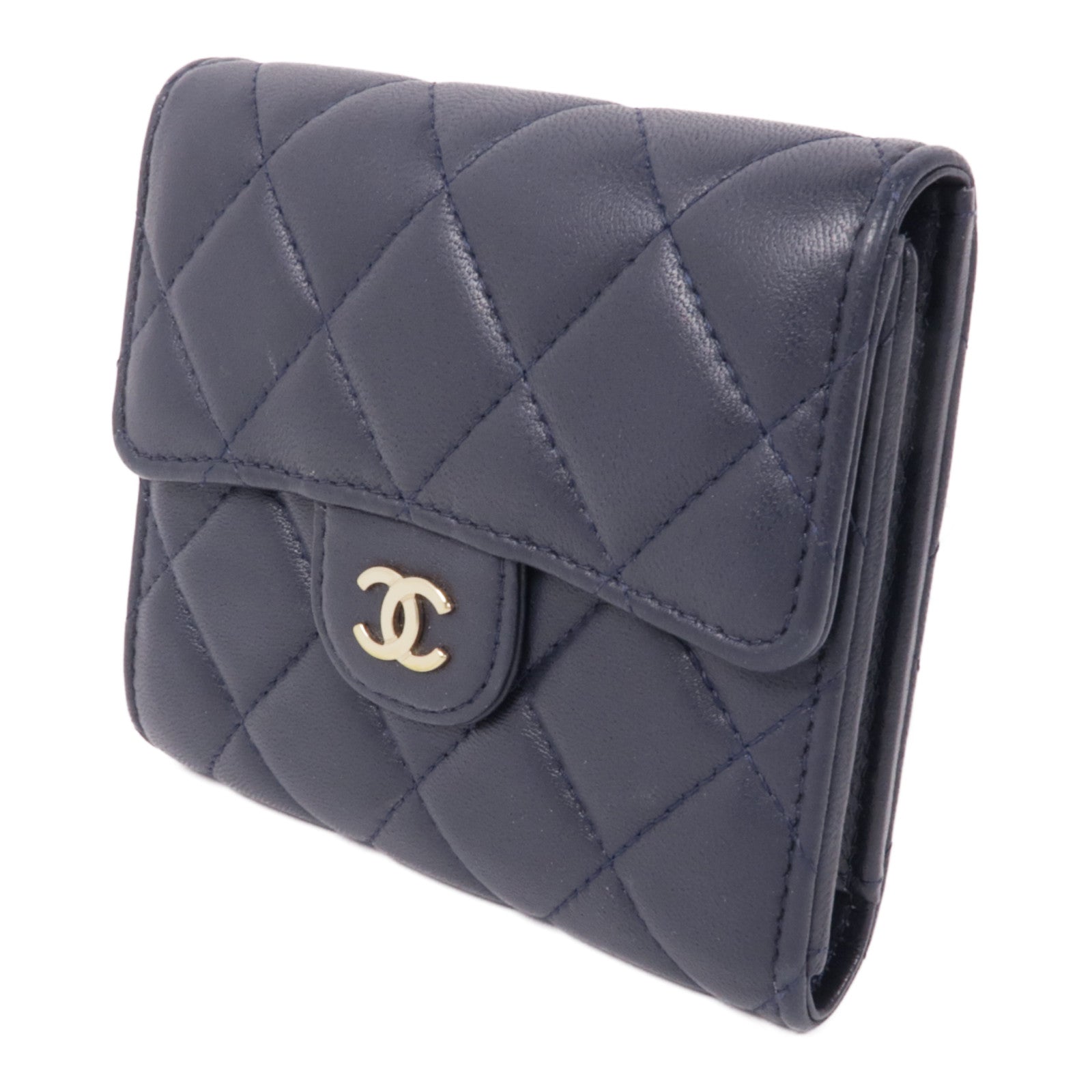 CHANEL 羊皮皮革Wallet金扣錢包