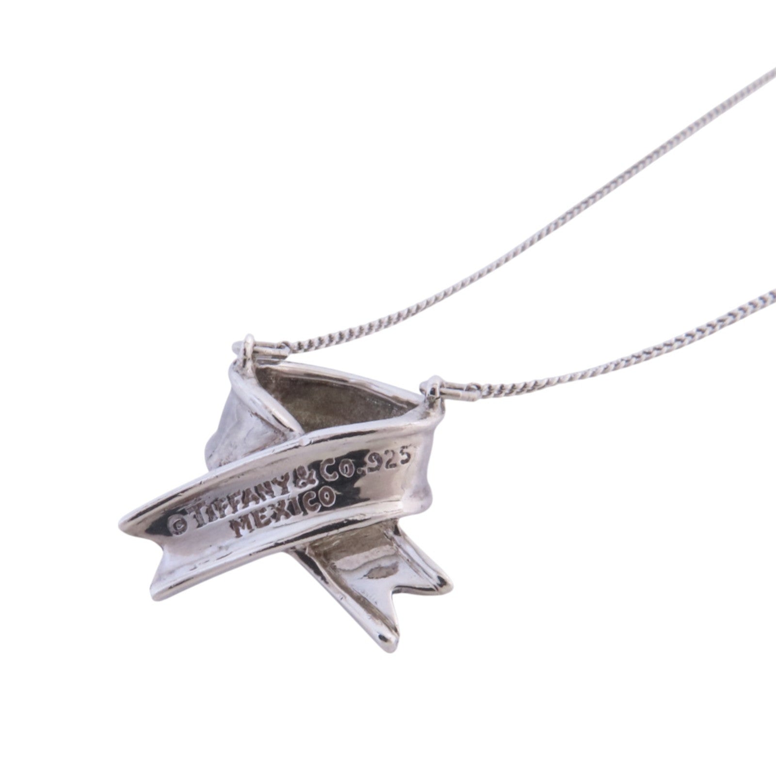 TIFFANY＆CO 925純銀Bow Ribbon Necklace銀扣項鏈