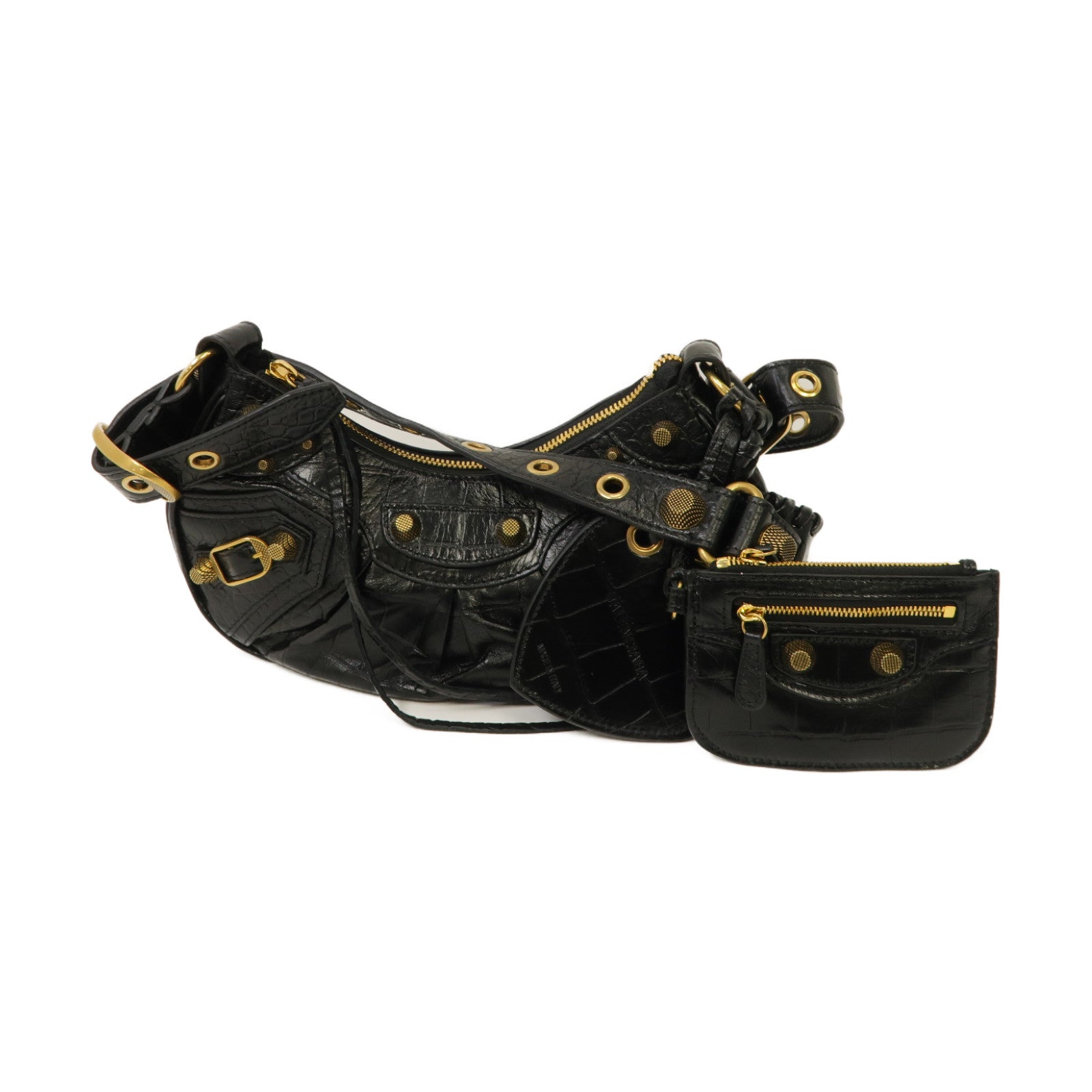 BALENCIAGA 【激減優惠】牛皮皮革Le Cagole Xs Shoulder Bag金扣肩背袋黑色