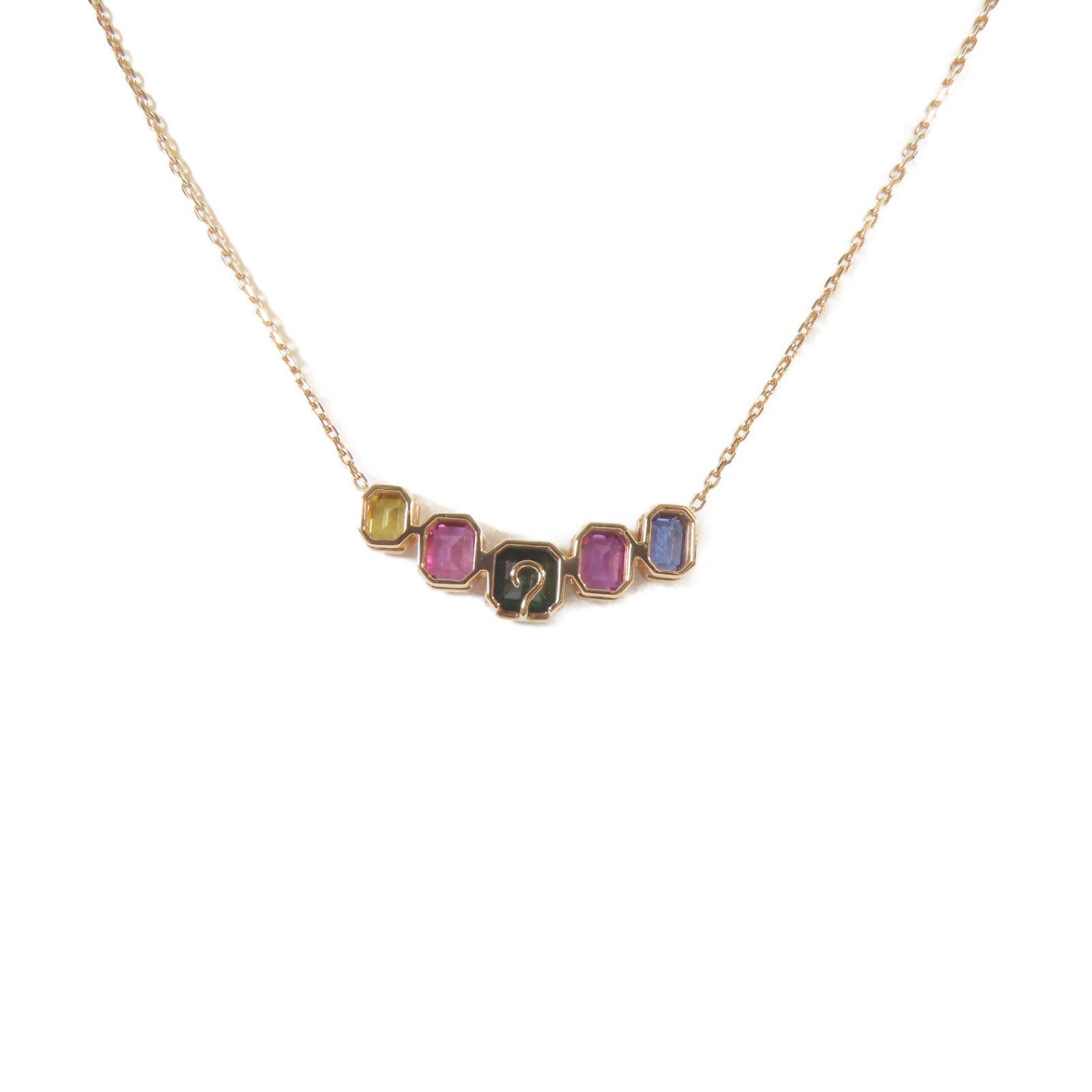 JEWELRY 18K玫瑰金Sapphire Tsavorite Necklace 3.03ct藍寶石/1.49ct沙弗萊石項鍊#38cm