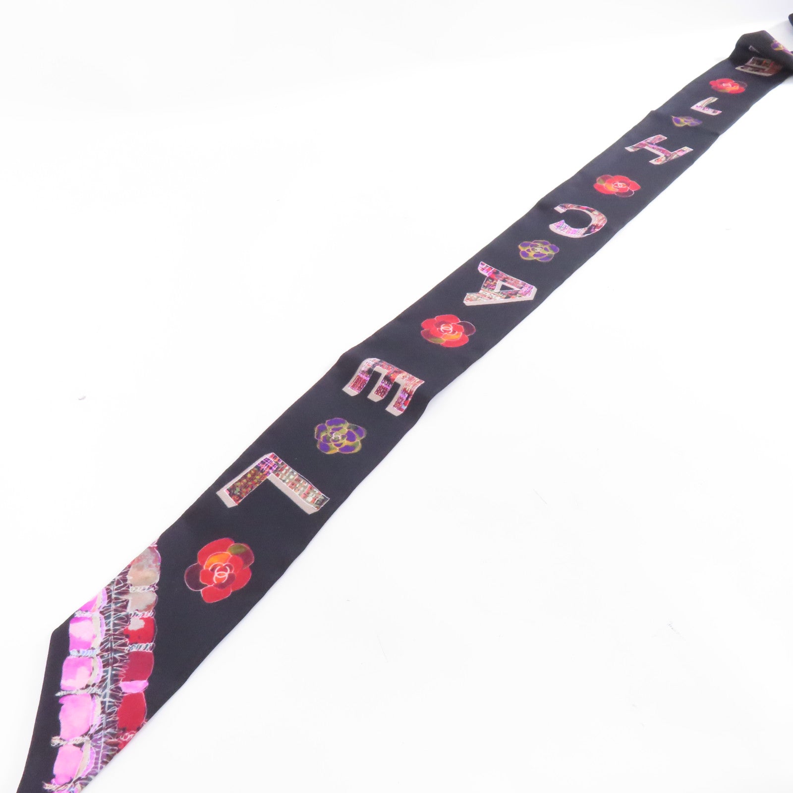 CHANEL 絲質Scarf絲巾黑色/彩色