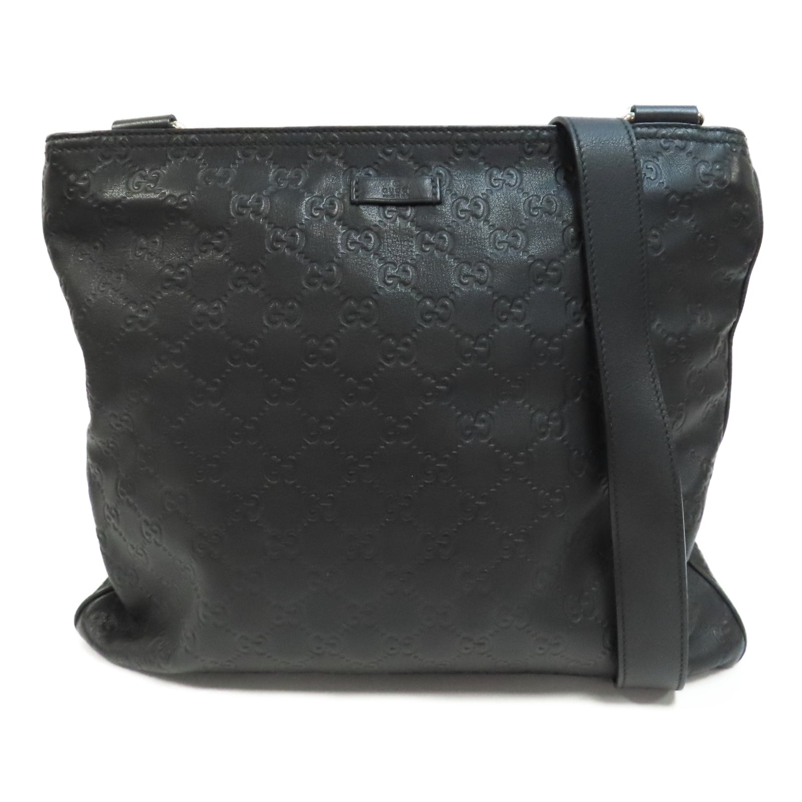 GUCCI 牛皮皮革Shoulder Bag銀扣肩背袋黑色