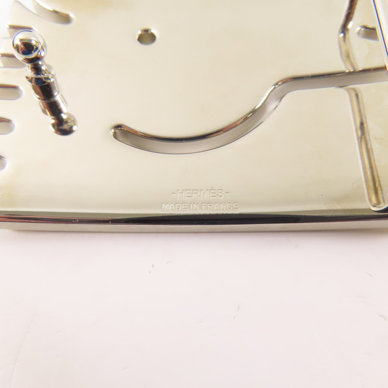 HERMES 牛皮皮革A Cheval Belt銀扣皮帶Nori/黑色