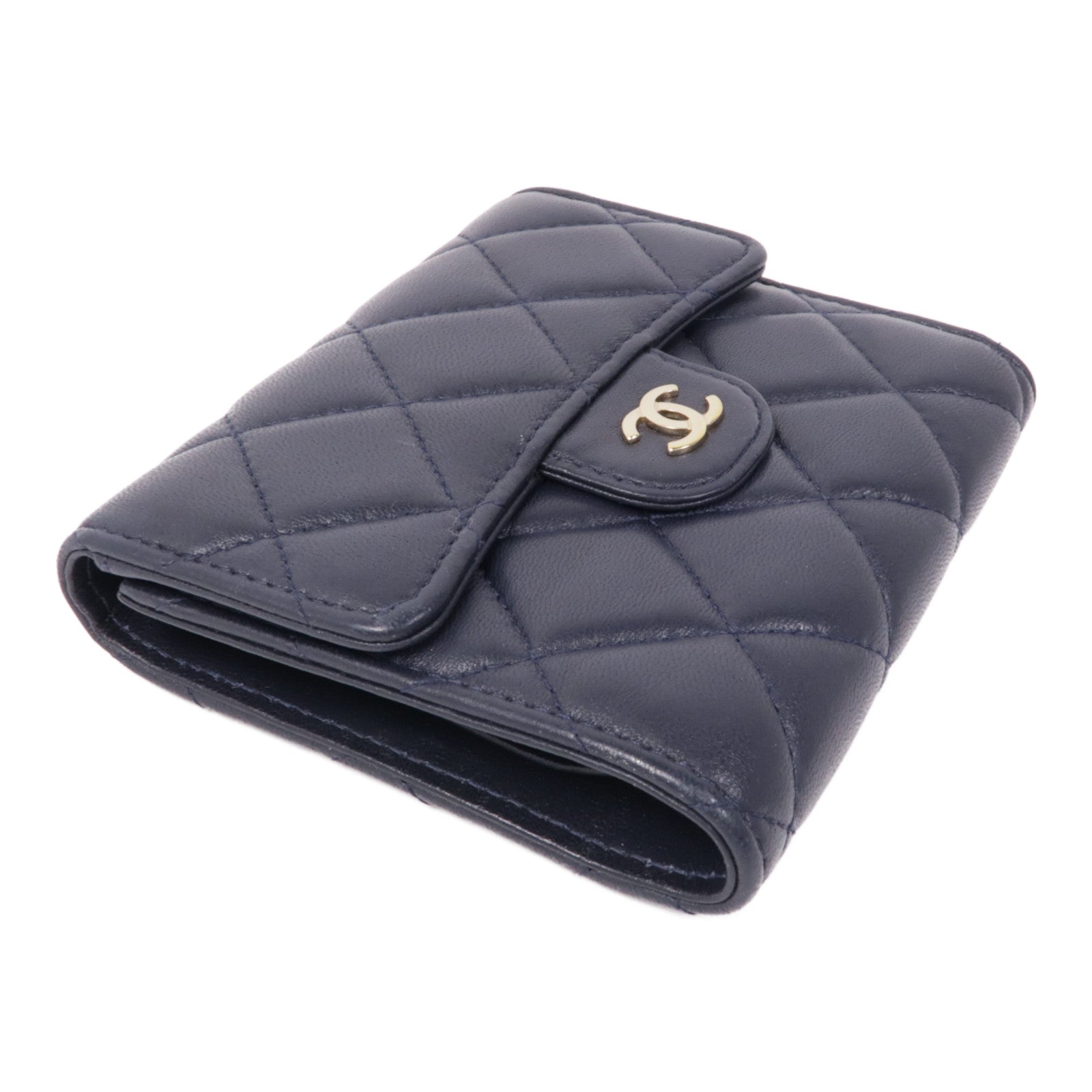 CHANEL 羊皮皮革Wallet金扣錢包
