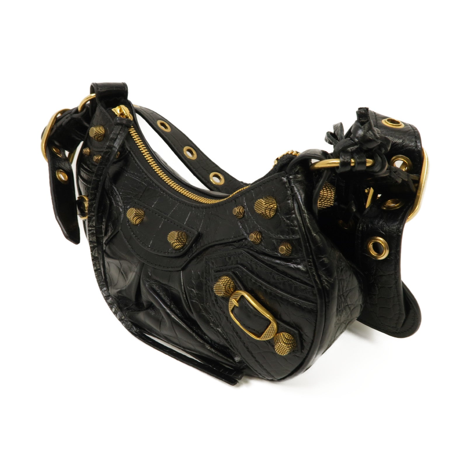 BALENCIAGA 【激減優惠】牛皮皮革Le Cagole Xs Shoulder Bag金扣肩背袋黑色