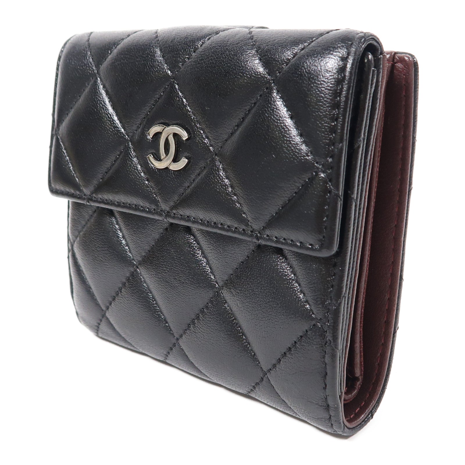 CHANEL 羊皮皮革Wallet銀扣錢包