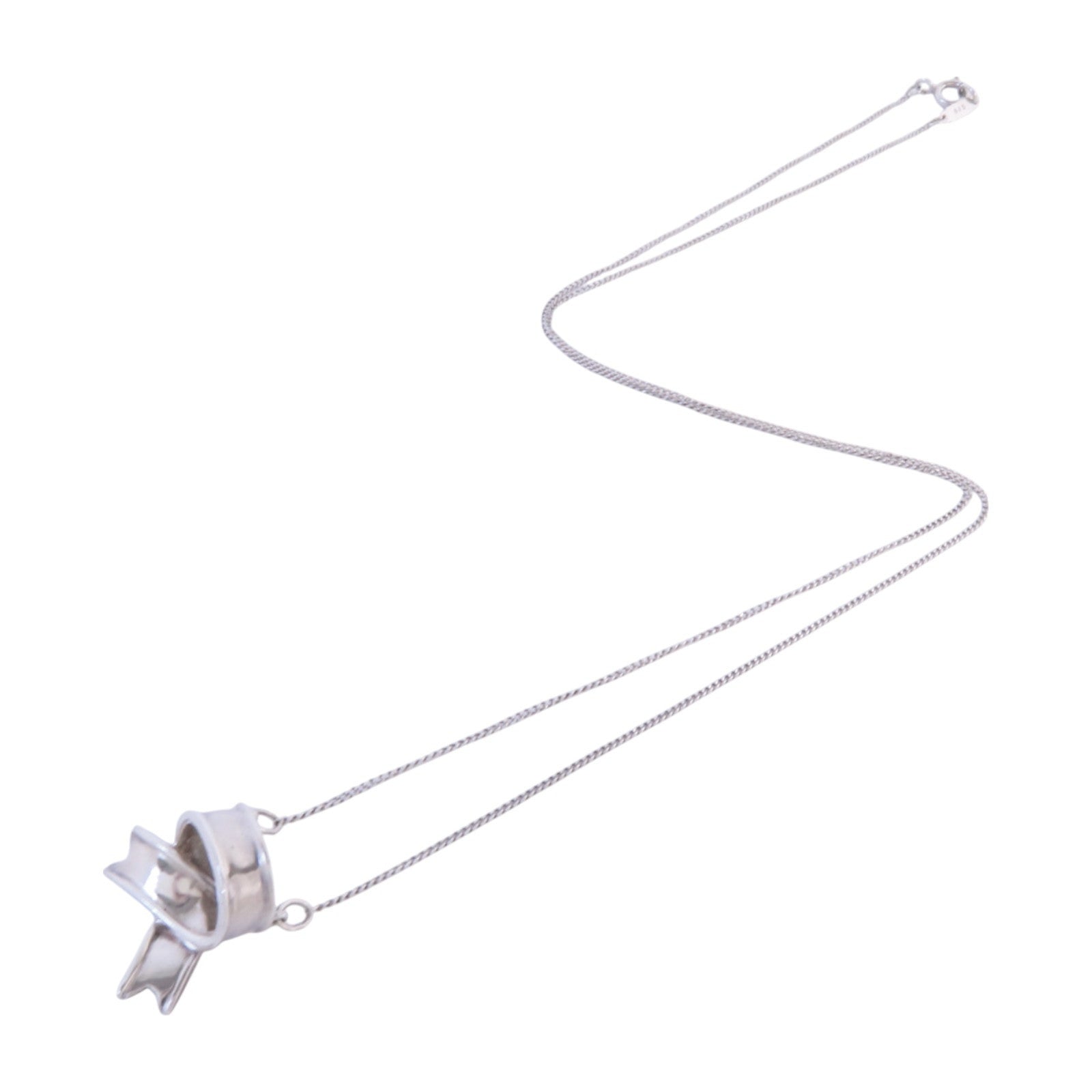 TIFFANY＆CO 925純銀Bow Ribbon Necklace銀扣項鏈