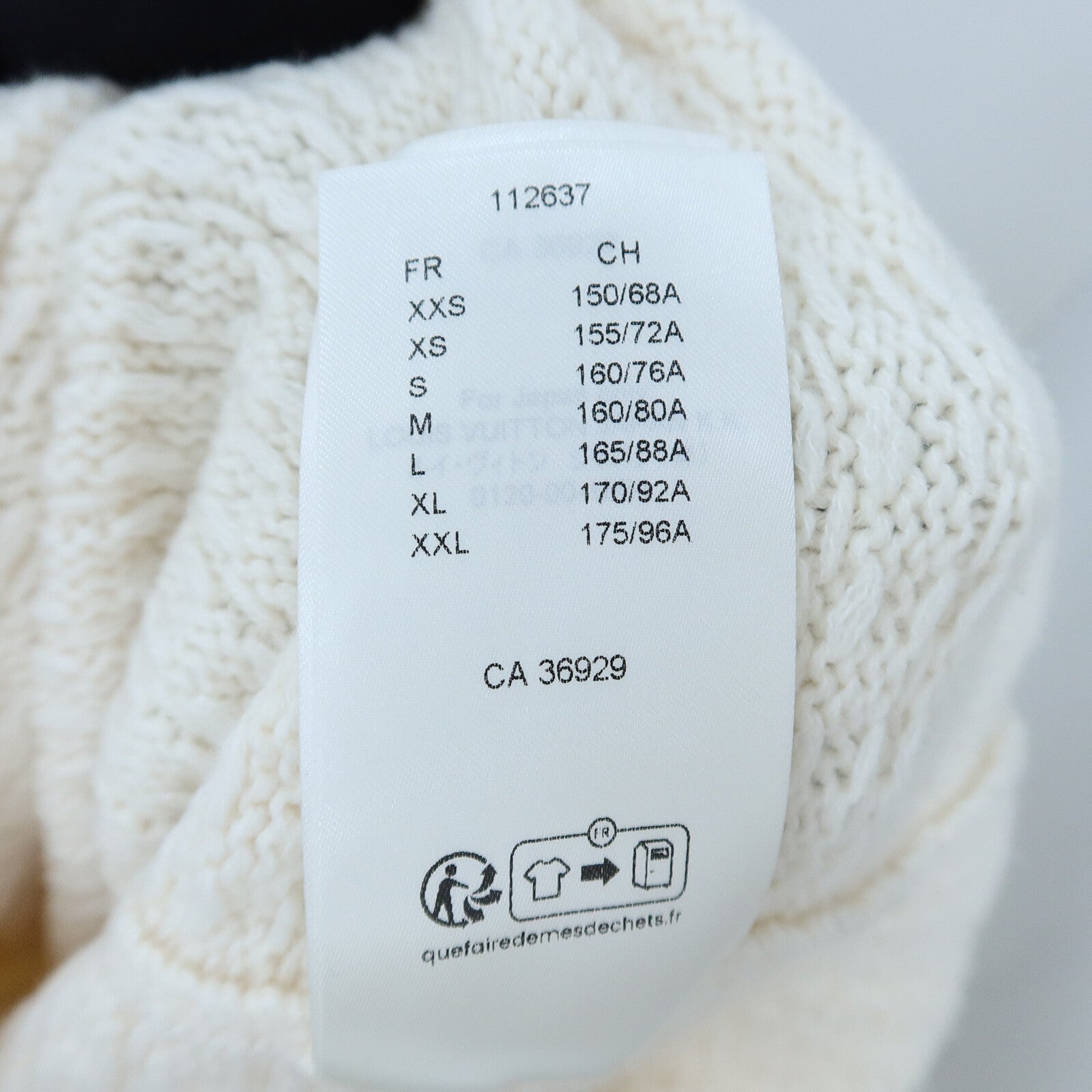 LOUIS VUITTON Wool/Cotton/Cashmere Waffle Knit Top針織