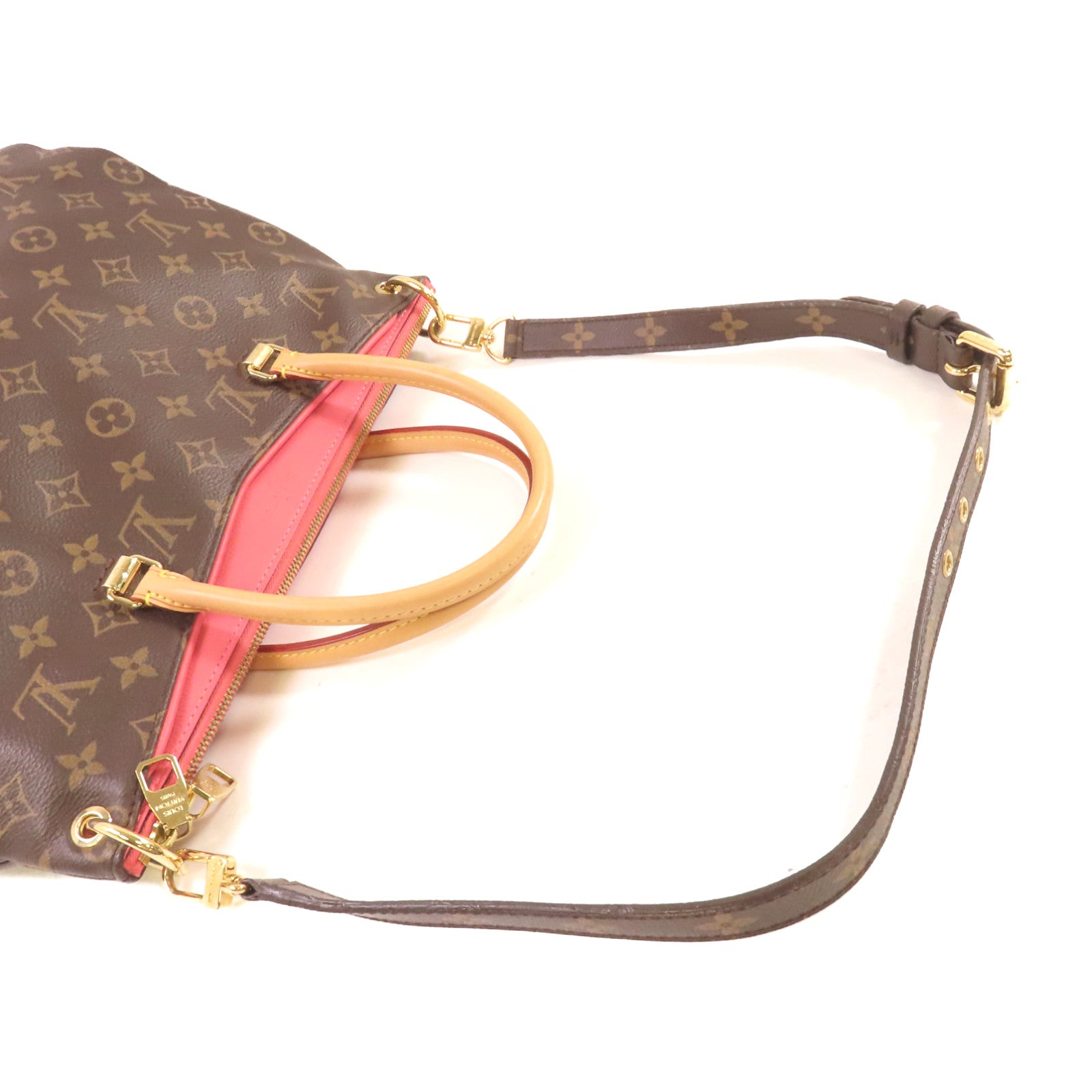 LOUIS VUITTON Monogram Pallas 2Way Shoulder Bag金扣手挽肩背兩用袋啡色/粉紅色