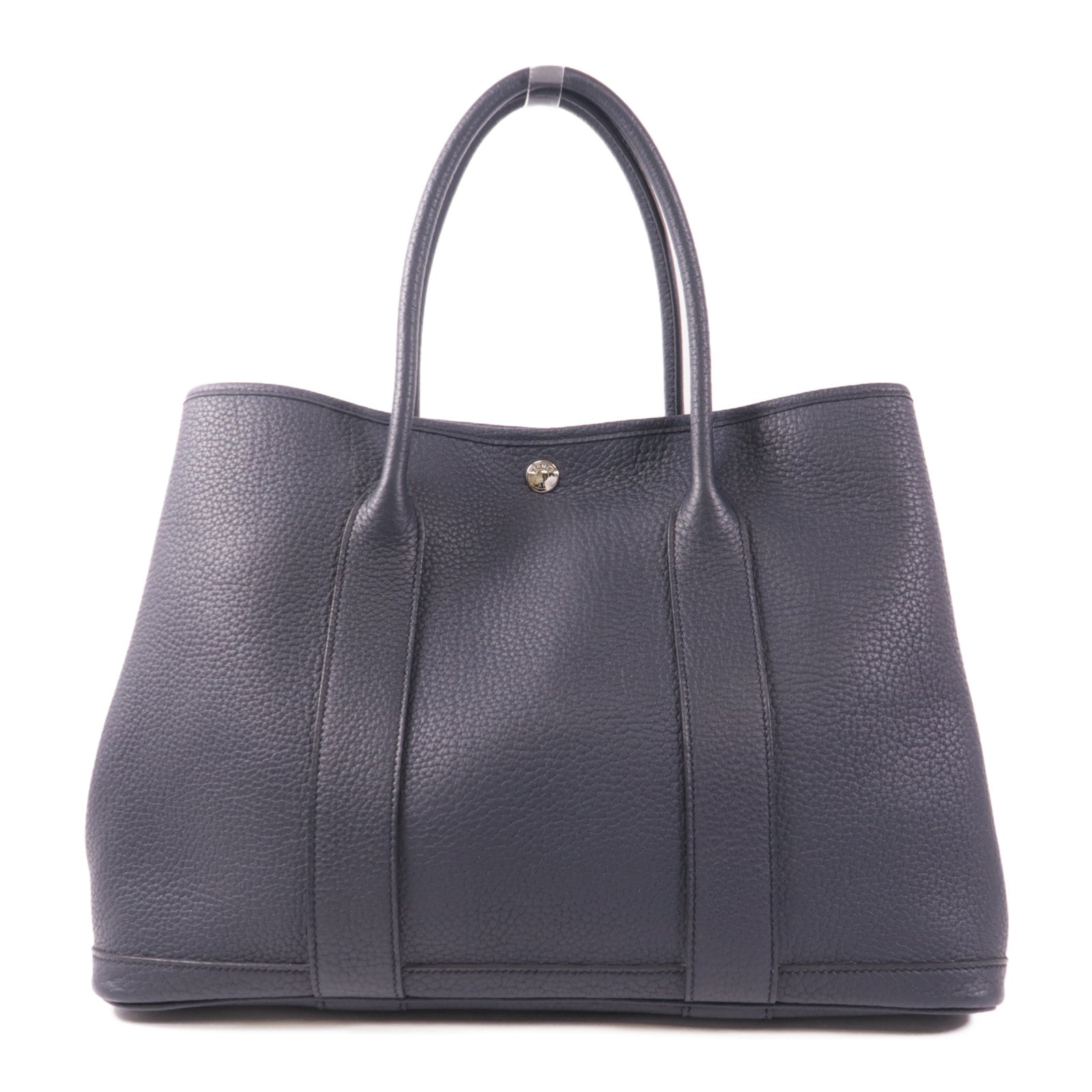 HERMES Negonda皮革Garden Party PM銀扣手挽袋76 Bleu Indigo