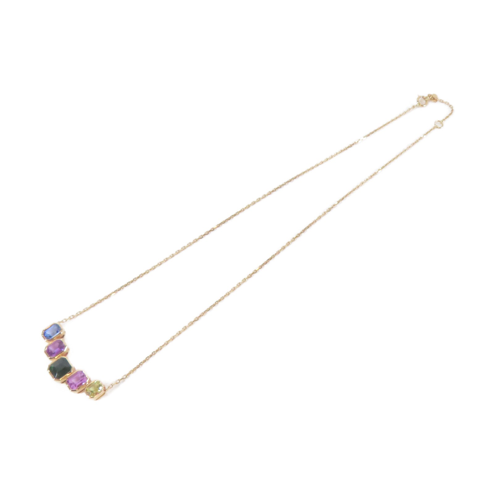 JEWELRY 18K玫瑰金Sapphire Tsavorite Necklace 3.03ct藍寶石/1.49ct沙弗萊石項鍊#38cm