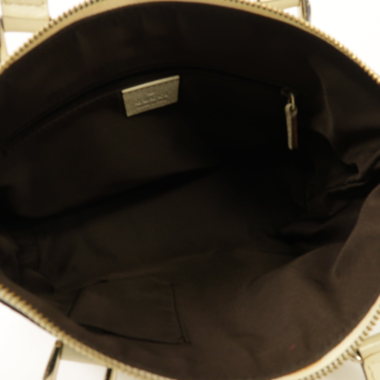 GUCCI 【激減優惠】帆布/皮革Handbag金扣手挽袋啡色/白色