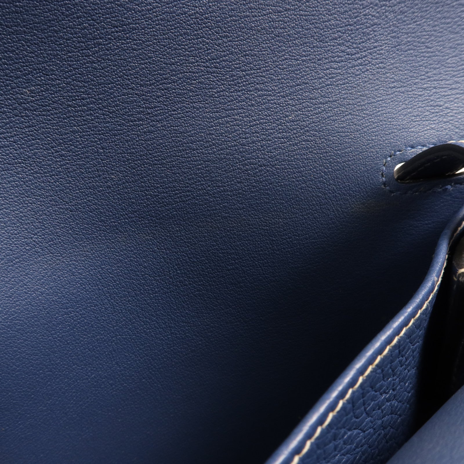 HERMES Clemence皮革Halzan 31銀扣手挽肩背兩用袋Bleu Agate