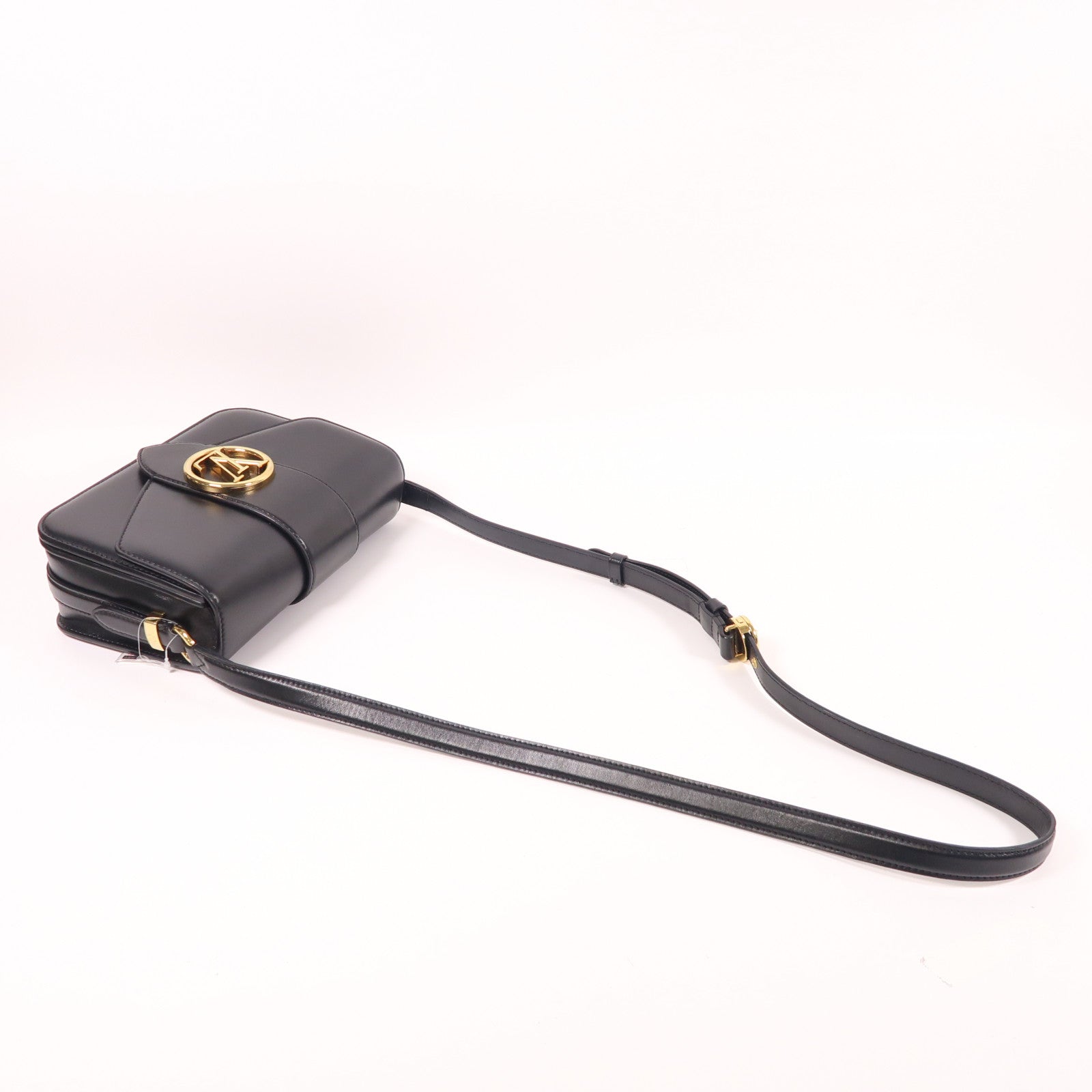 LOUIS VUITTON 牛皮皮革Pont 9金扣肩背袋黑色