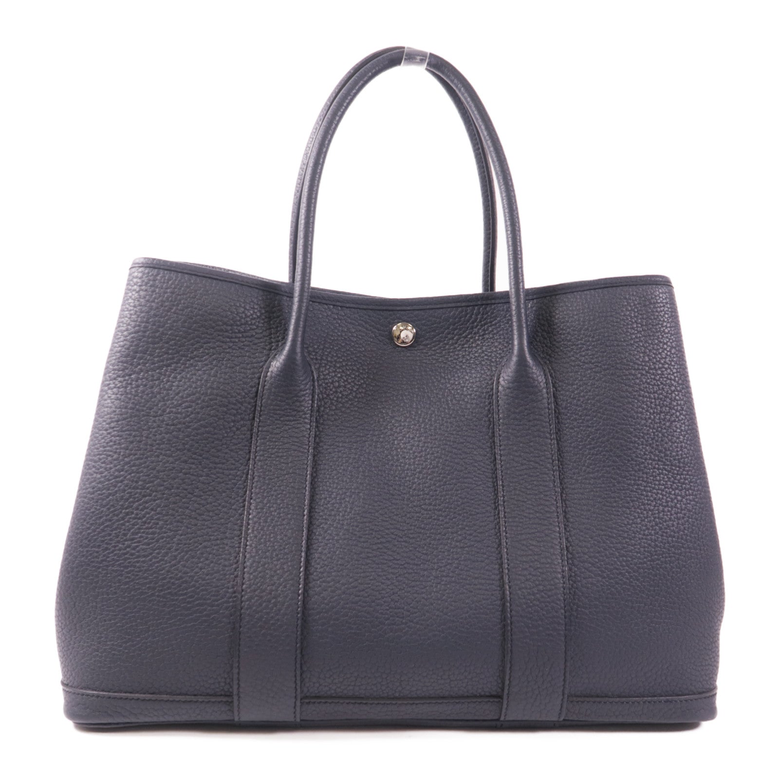 HERMES Negonda皮革Garden Party PM銀扣手挽袋76 Bleu Indigo