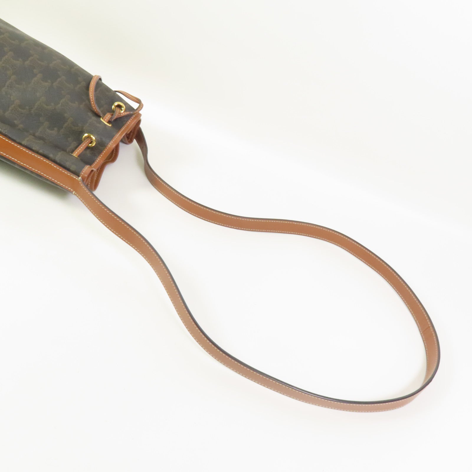 CELINE 塗層帆布Triomphe Drawstring Small bucket肩背袋