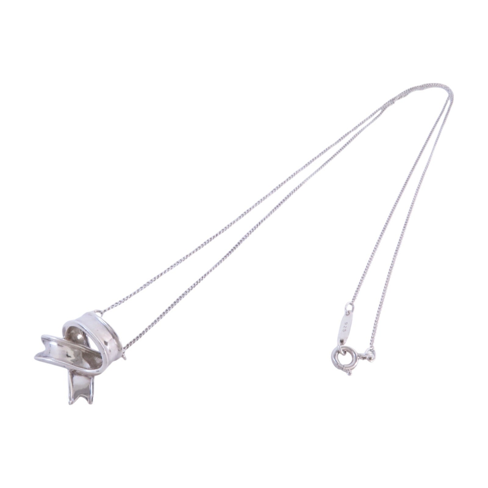 TIFFANY＆CO 925純銀Bow Ribbon Necklace銀扣項鏈