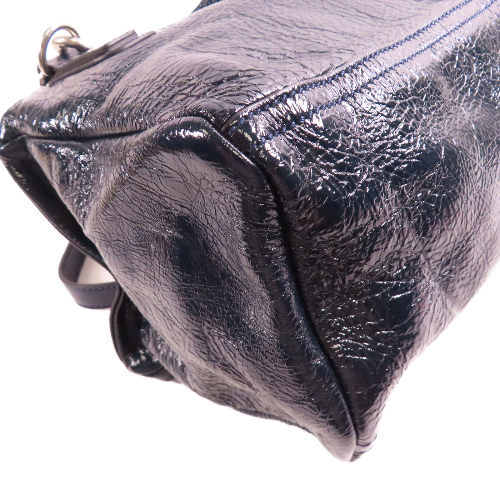 GIVENCHY 漆皮皮革2 Way Shoulder銀扣手挽肩背兩用袋