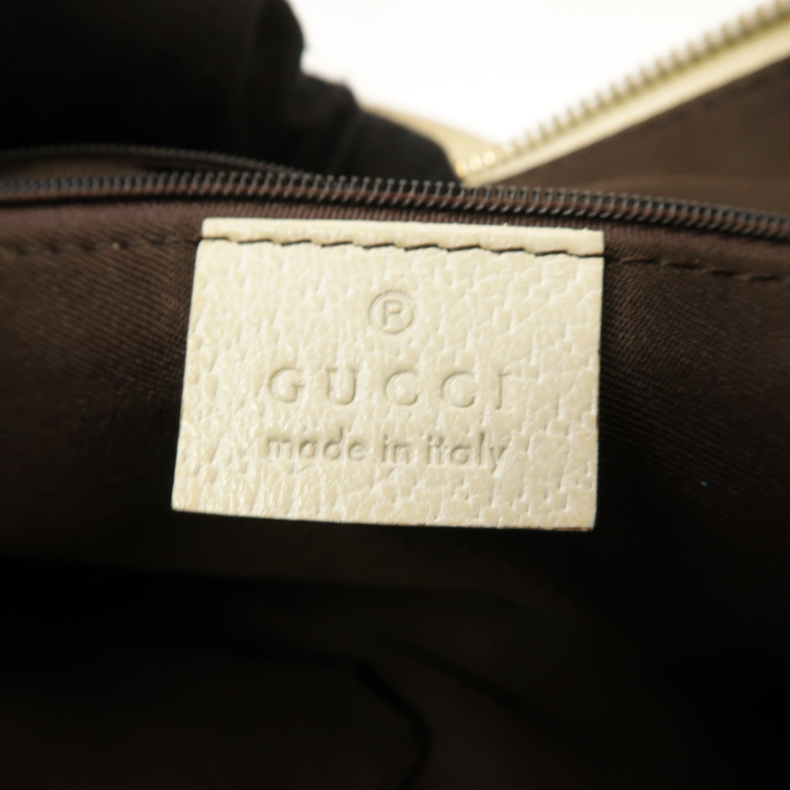 GUCCI 【激減優惠】帆布/皮革Handbag金扣手挽袋啡色/白色