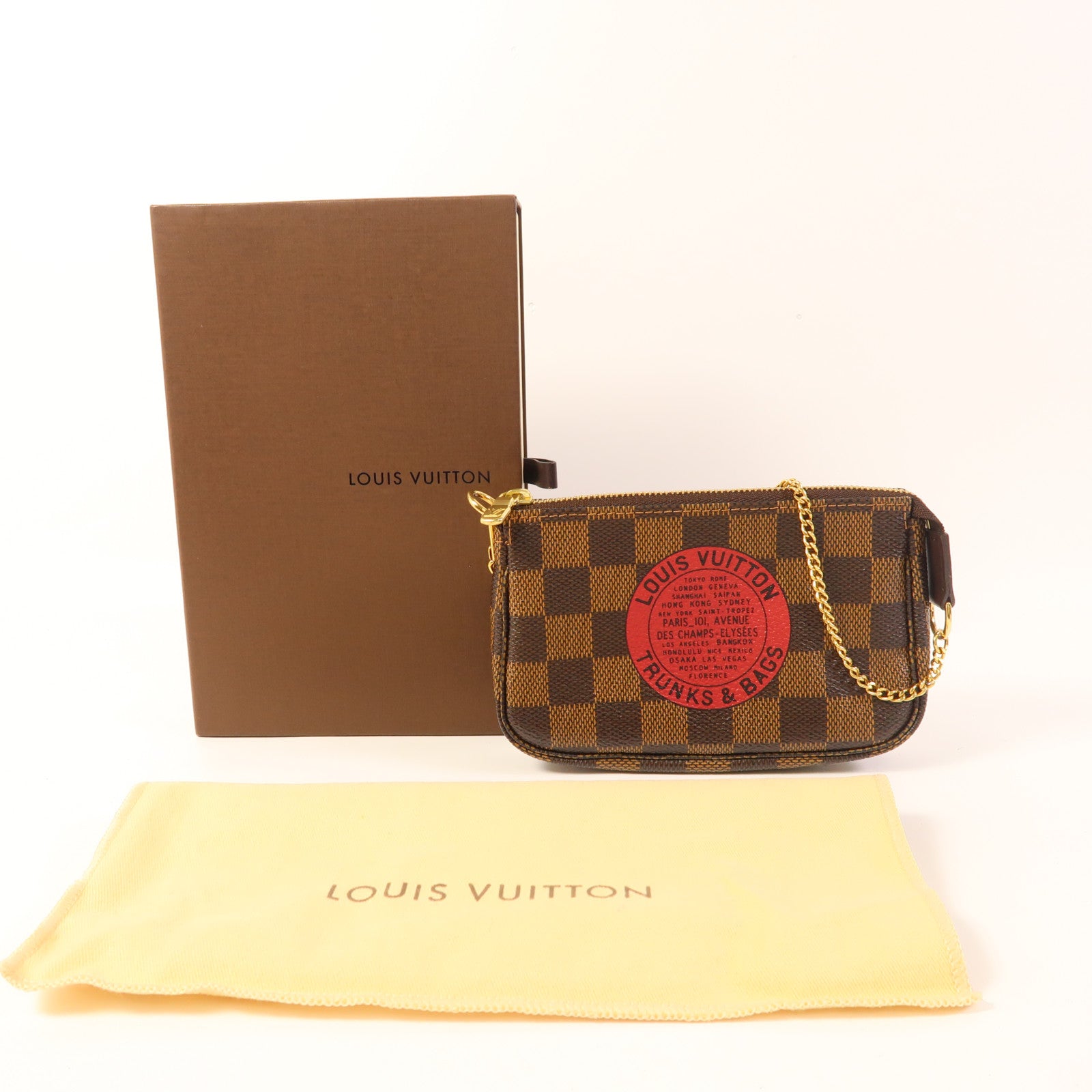 LOUIS VUITTON Damier Mini Pochette金扣手挽袋